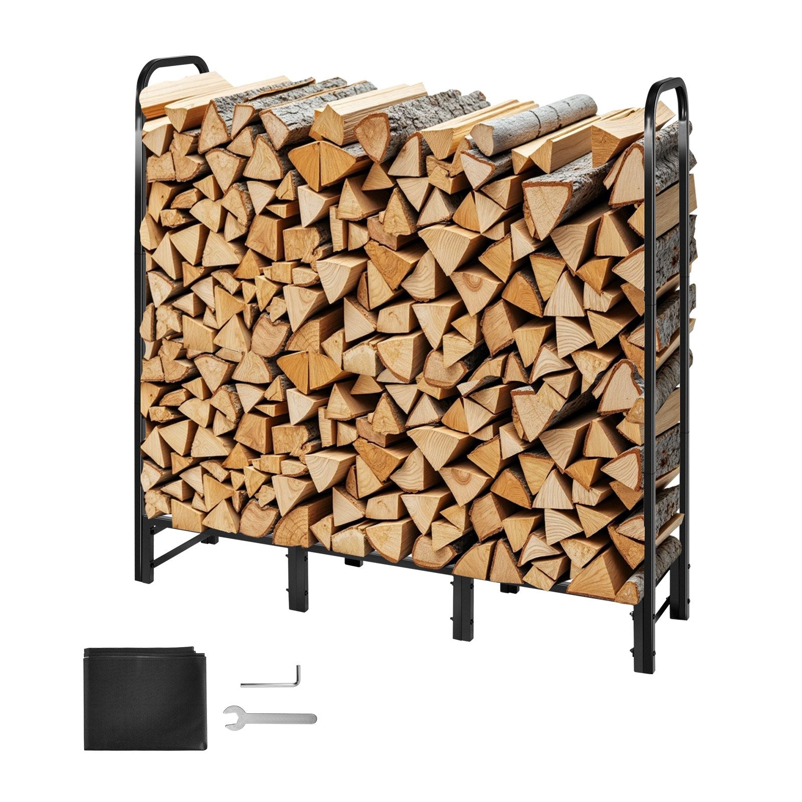Firewood Rack with Cover 1.22m Outdoor 400lb Top Covered Powder-Coated