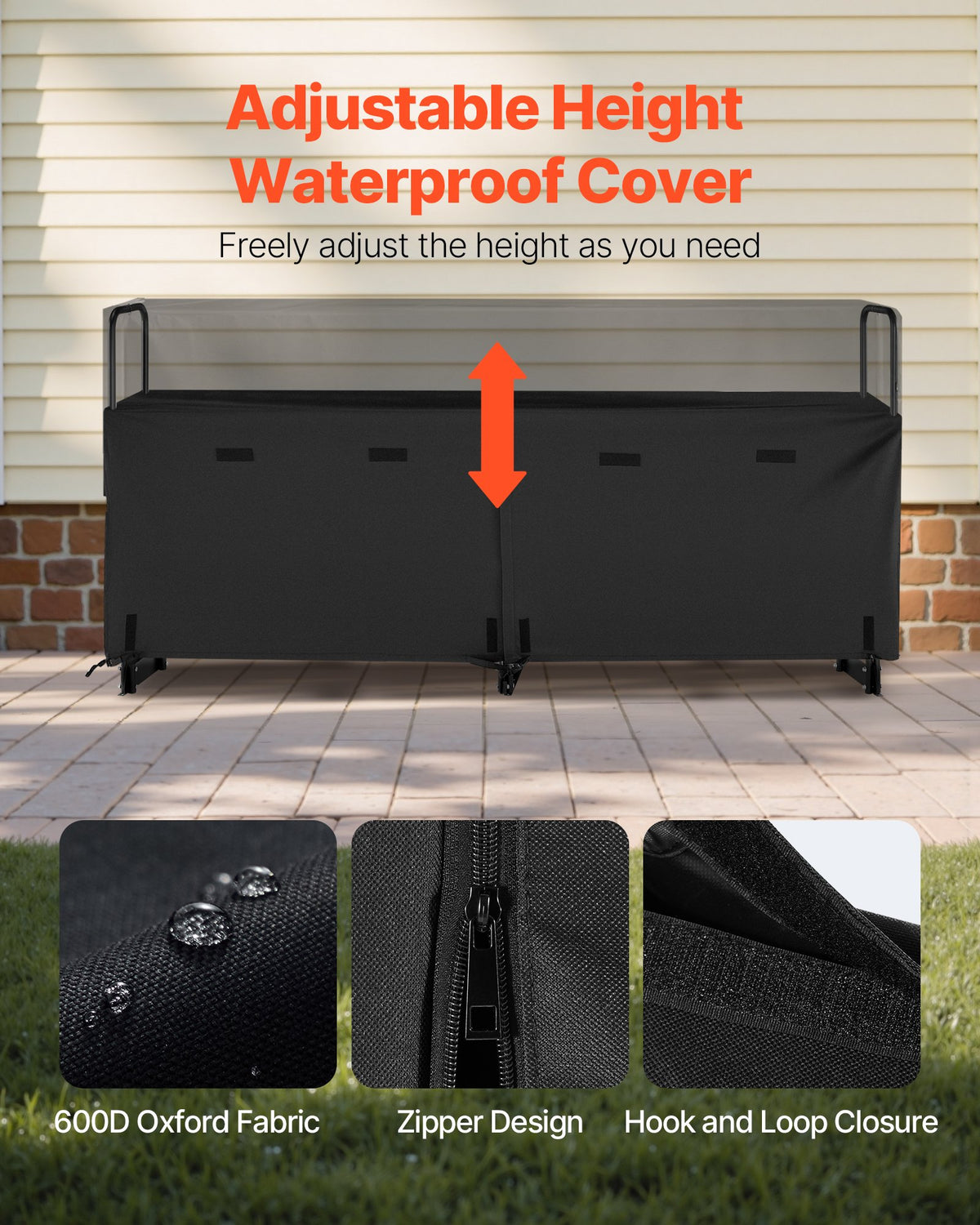 Firewood Rack with Waterproof Cover 2.57m Metal Log Holder 299kg Capacity