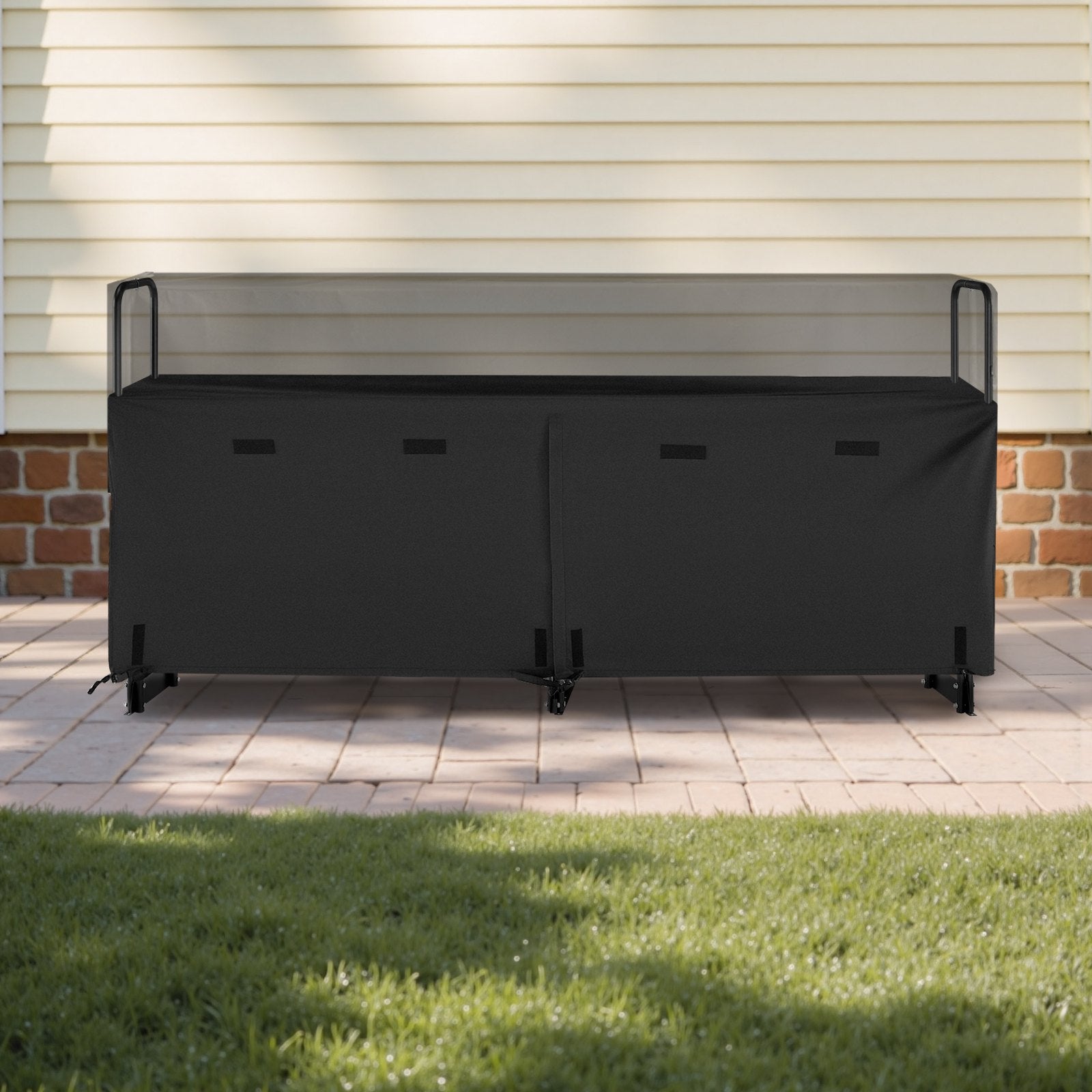 Firewood Rack with Waterproof Cover 2.57m Metal Log Holder 299kg Capacity
