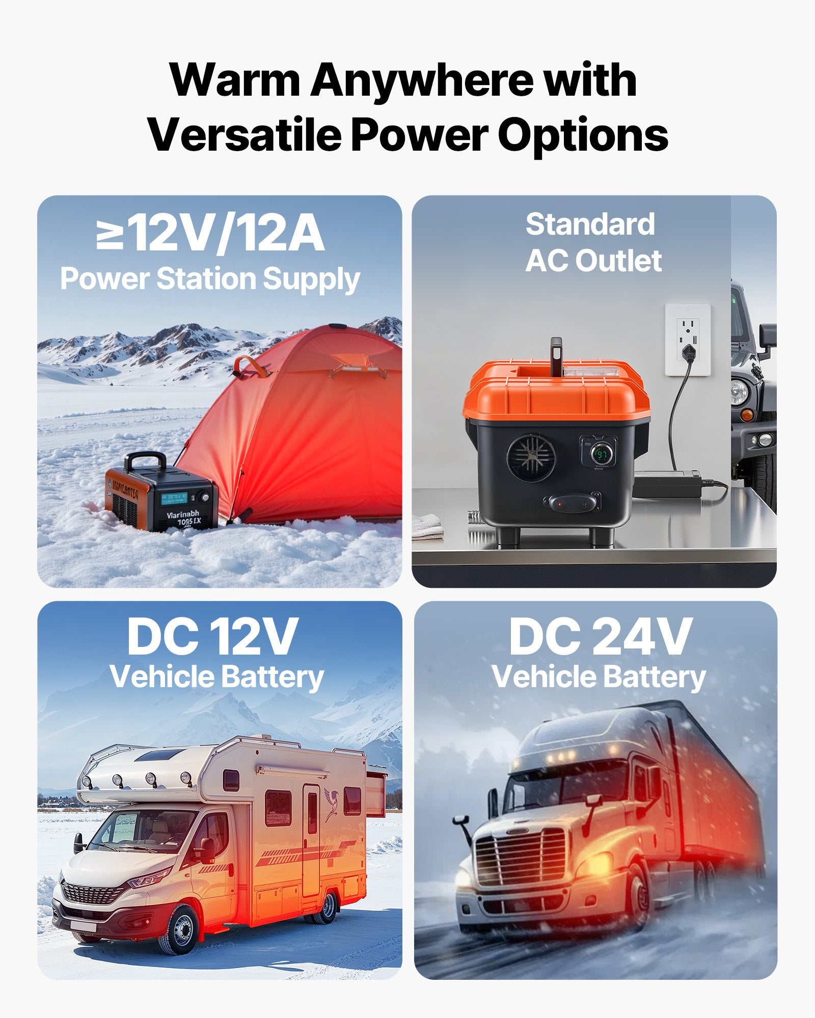 8KW Portable Diesel Air Heater 12V/24V LCD Remote Fast Heating 4L Tank Low Noise