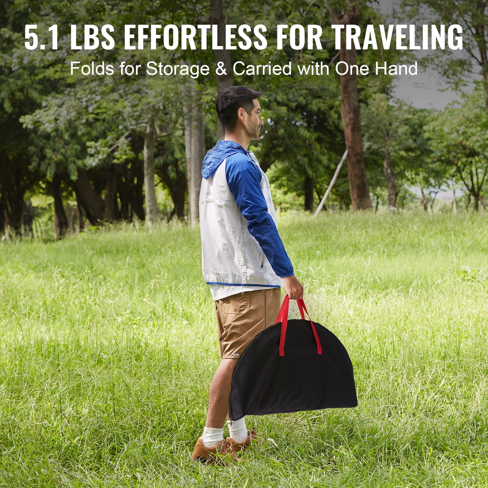 Folding Camping Table 28.3x24" Portable Steel Oxford Fold-Up with Bag