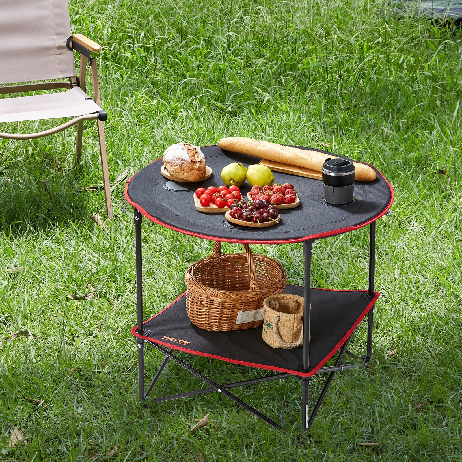 Folding Camping Table 28.3x24" Portable Steel Oxford Fold-Up with Bag