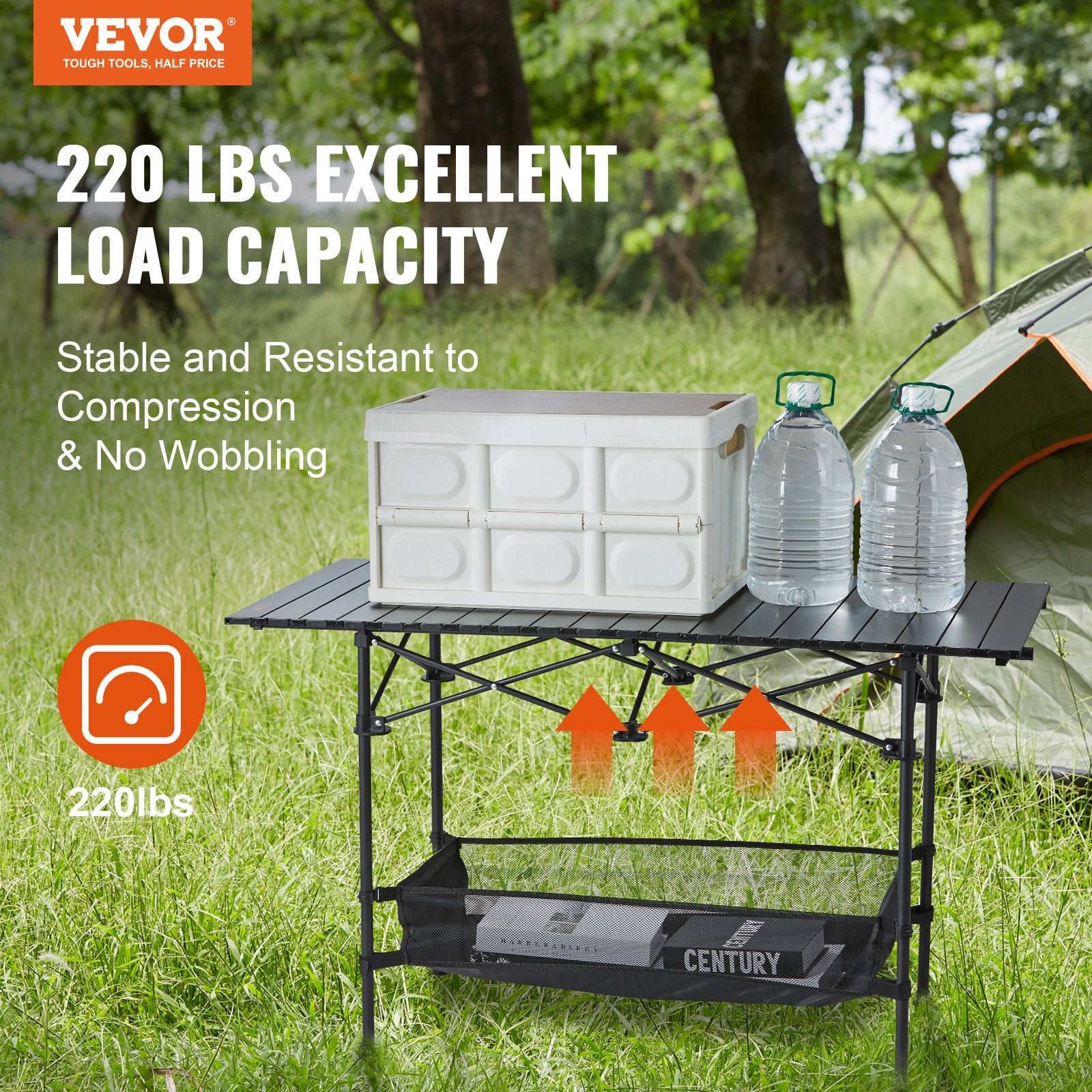Folding Camping Table 24x16" Portable Lightweight Aluminum Fold-Up Bag