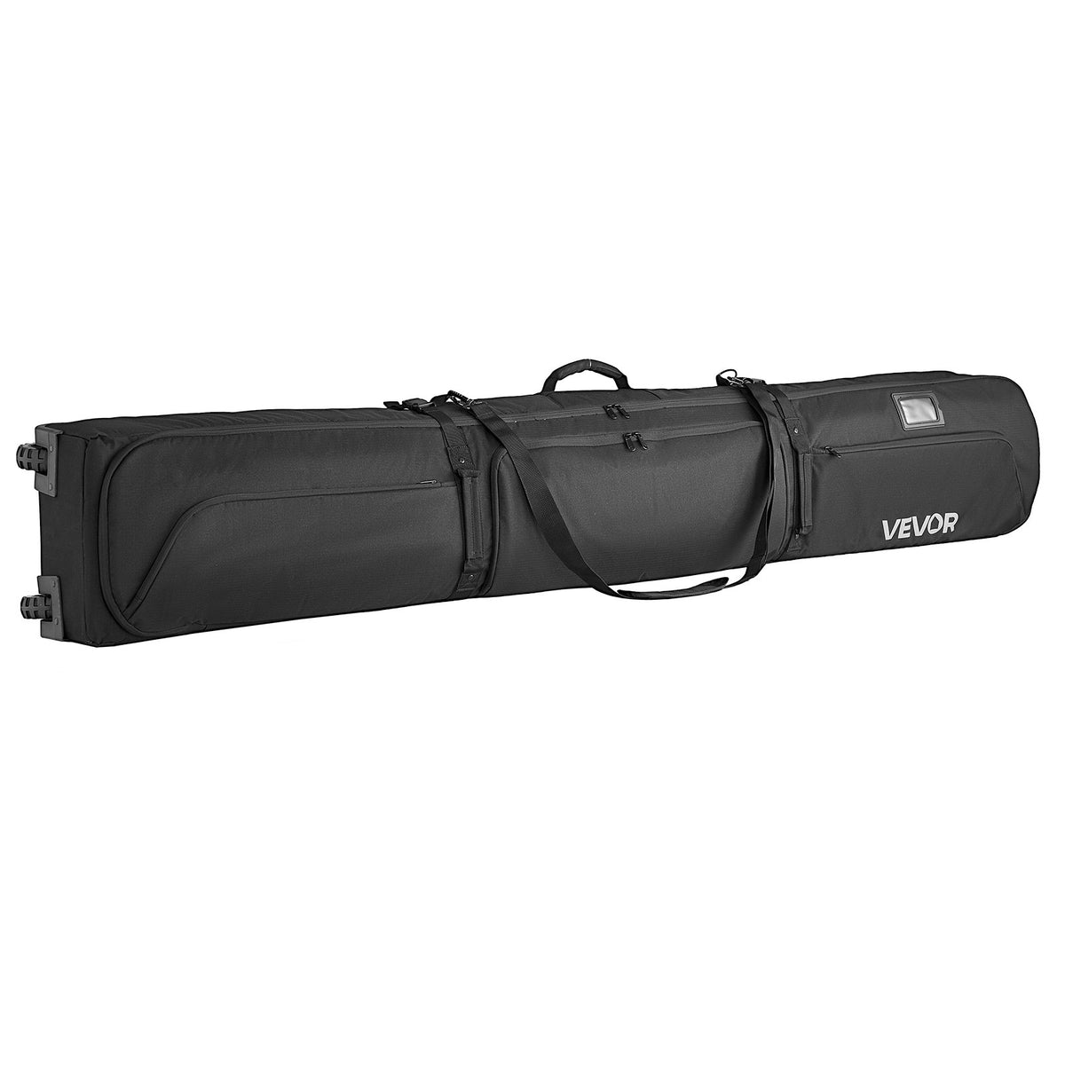 Ski Roller Bag 74.8in 190cm Padded Wheels 600D Waterproof Adjustable Black