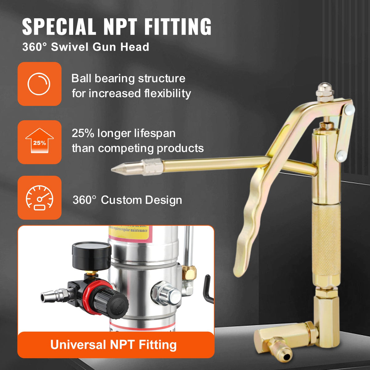 Grease Pump 40L Air Operated with 3.88m Hose Wheels and 50:1 Pressure