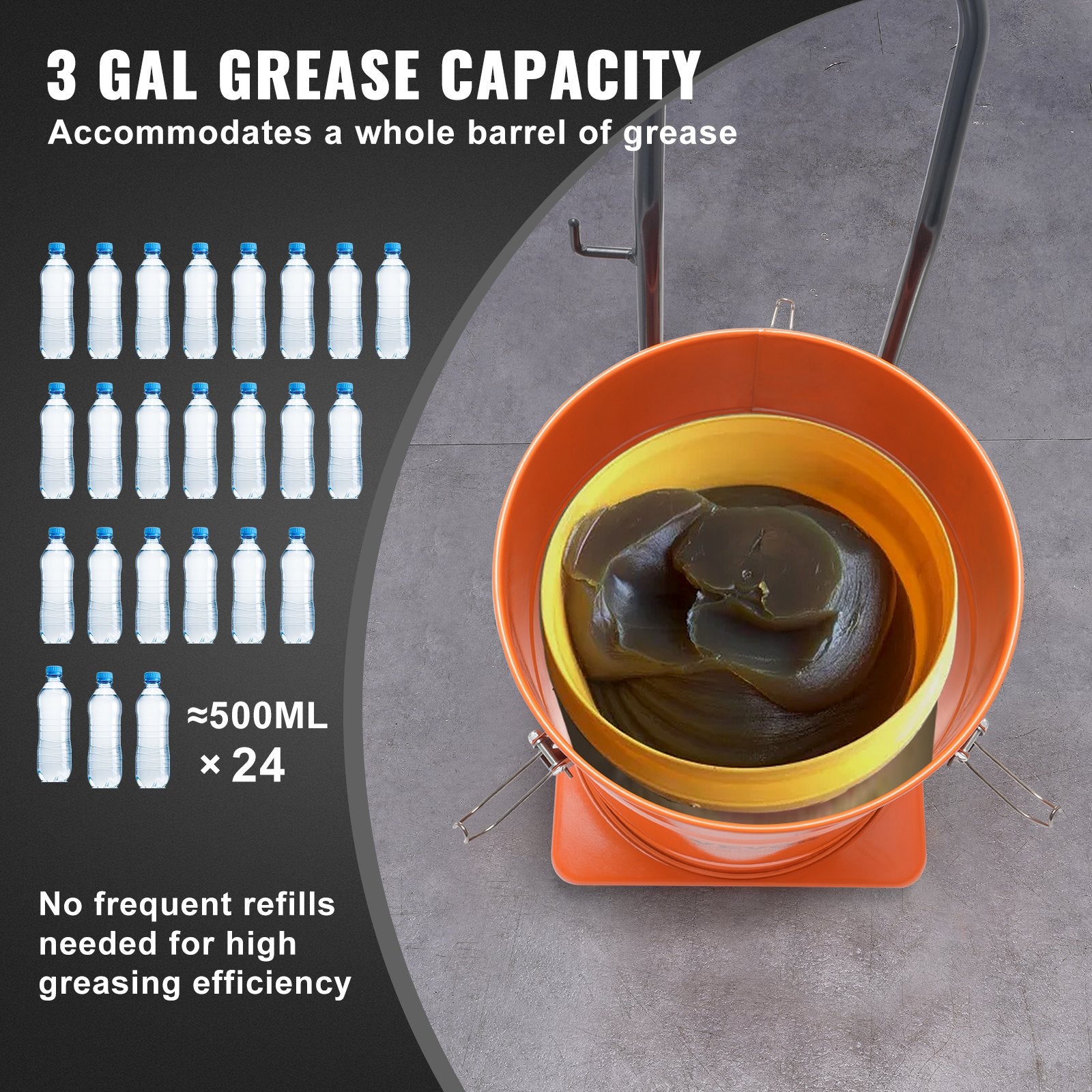Grease Pump 40L Air Operated with 3.88m Hose Wheels and 50:1 Pressure