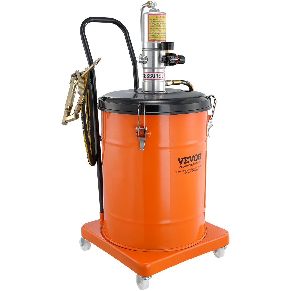 Grease Pump 40L Air Operated with 3.88m Hose Wheels and 50:1 Pressure