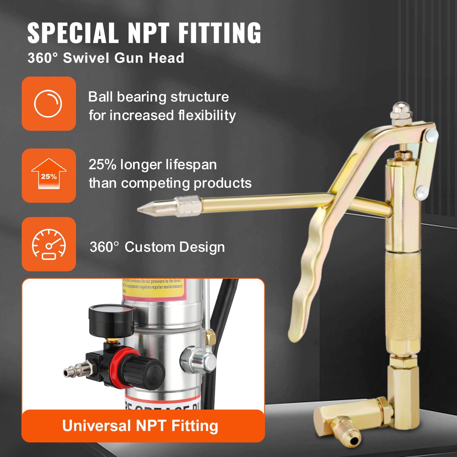 Grease Pump 20L Air Operated with 3.88m Hose Wheels and 50:1 Pressure