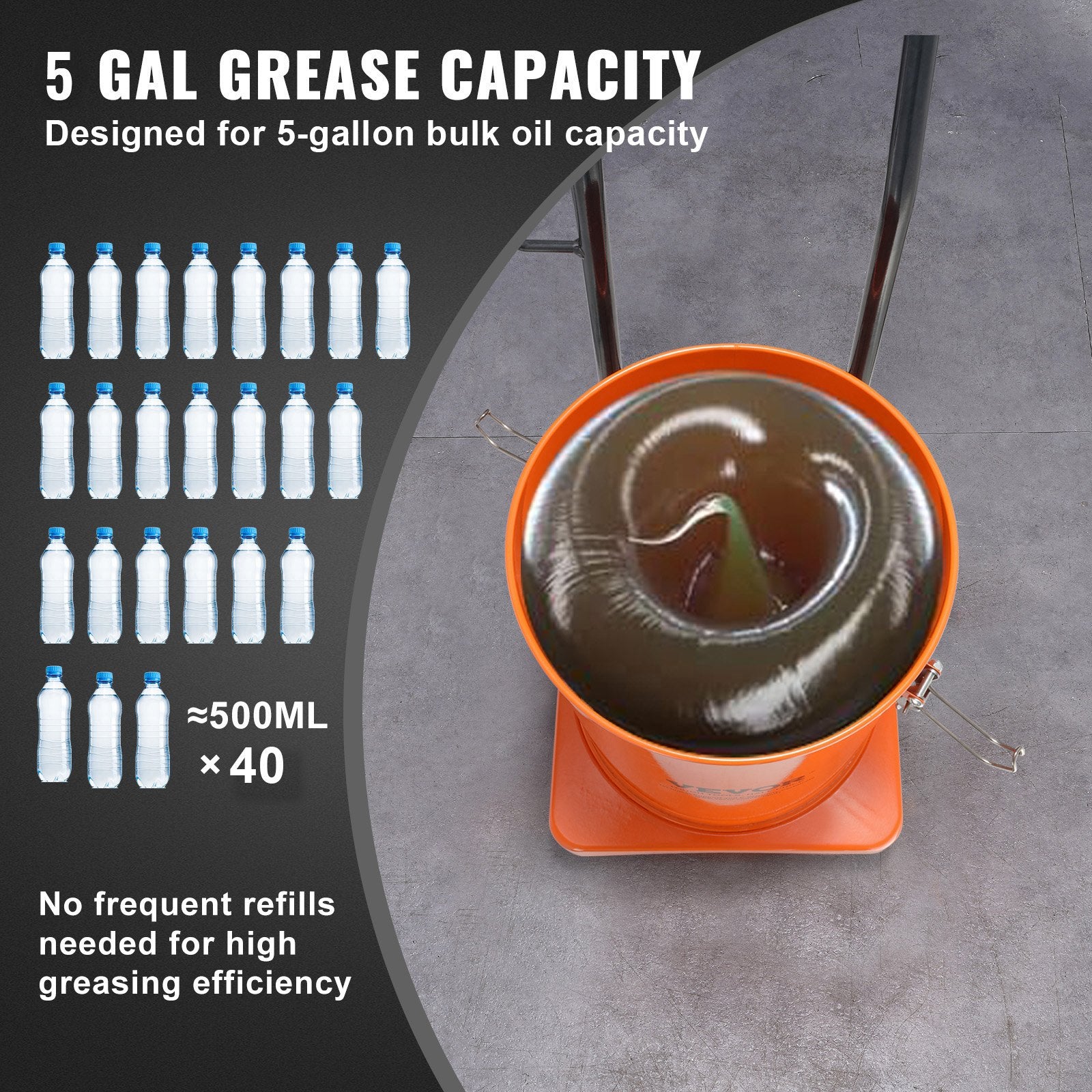 Grease Pump 20L Air Operated with 3.88m Hose Wheels and 50:1 Pressure