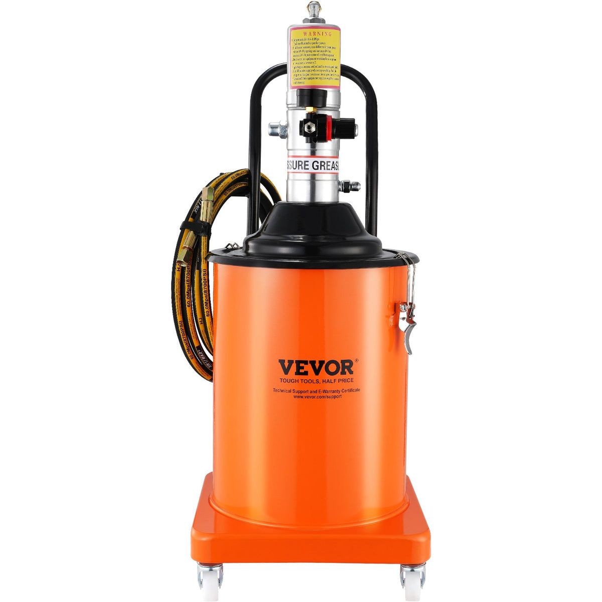 Grease Pump 20L Air Operated with 3.88m Hose Wheels and 50:1 Pressure