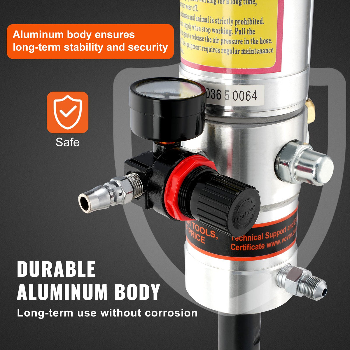 Grease Pump 50:1 Air Operated with 3.88m Hose and 360° Swivel Gun Head