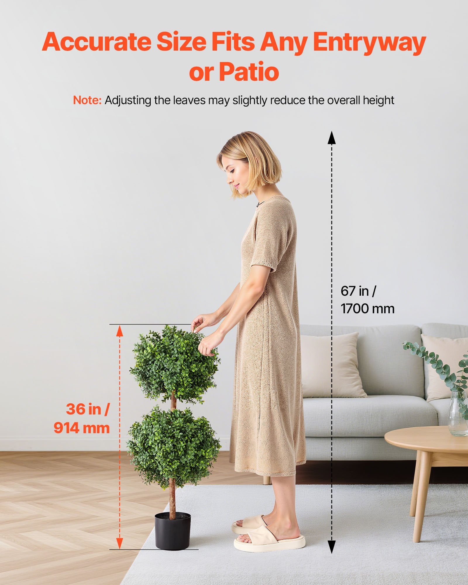 Artificial Topiary Boxwood Double Ball, 2-Pack 914mm Faux Plant Balls for Decor