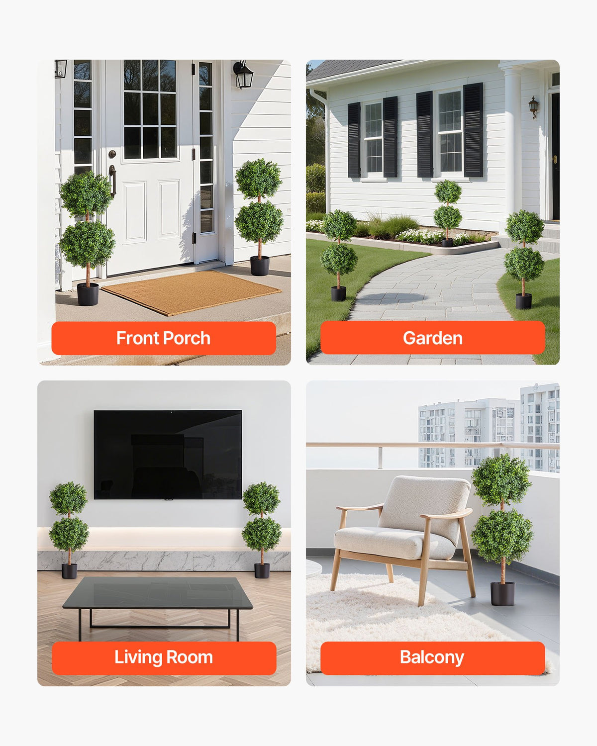 Artificial Topiary Boxwood Double Ball, 2-Pack 914mm Faux Plant Balls for Decor