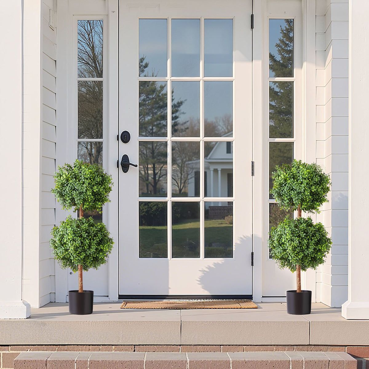 Artificial Topiary Boxwood Double Ball, 2-Pack 914mm Faux Plant Balls for Decor