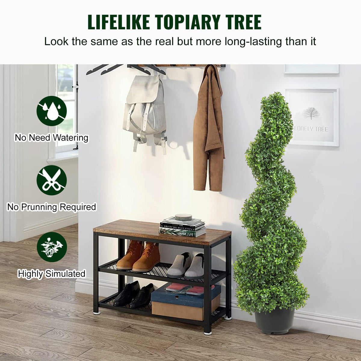Artificial Topiaries Boxwood Trees 7.6cm Tall 2-Pack Faux Plant Leaves