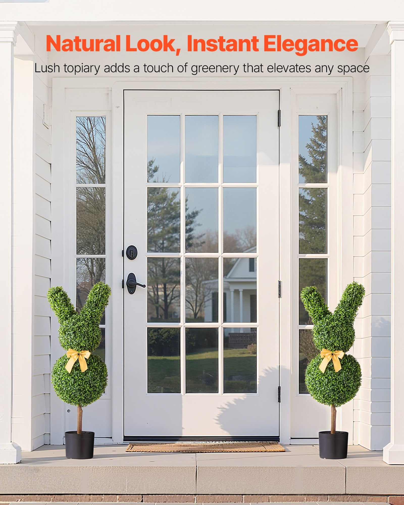 Artificial Topiary Bunny-Shaped Boxwood Ball 2-Pack 914mm Faux Plant Balls Décor