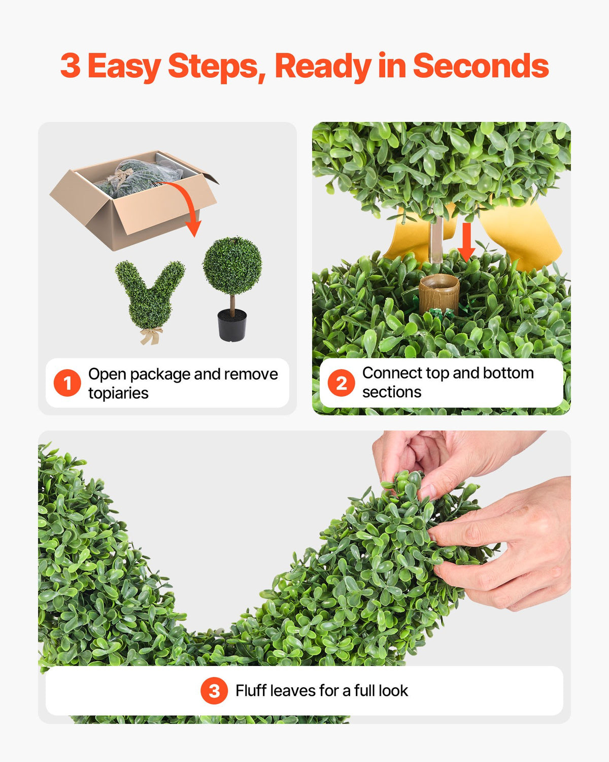 Artificial Topiary Bunny-Shaped Boxwood Ball 2-Pack 914mm Faux Plant Balls Décor