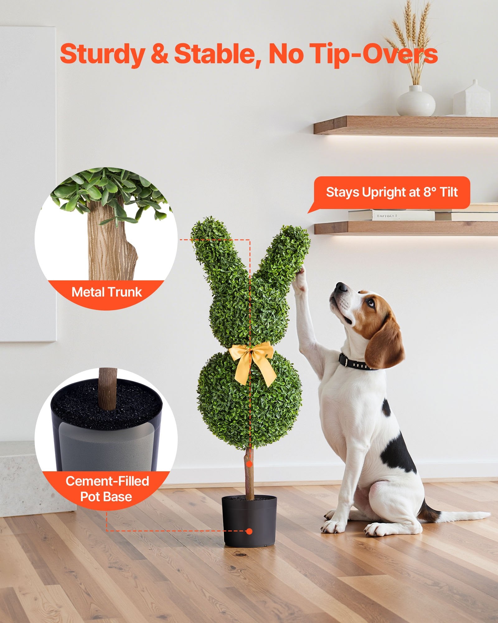 Artificial Topiary Bunny-Shaped Boxwood Ball 2-Pack 914mm Faux Plant Balls Décor