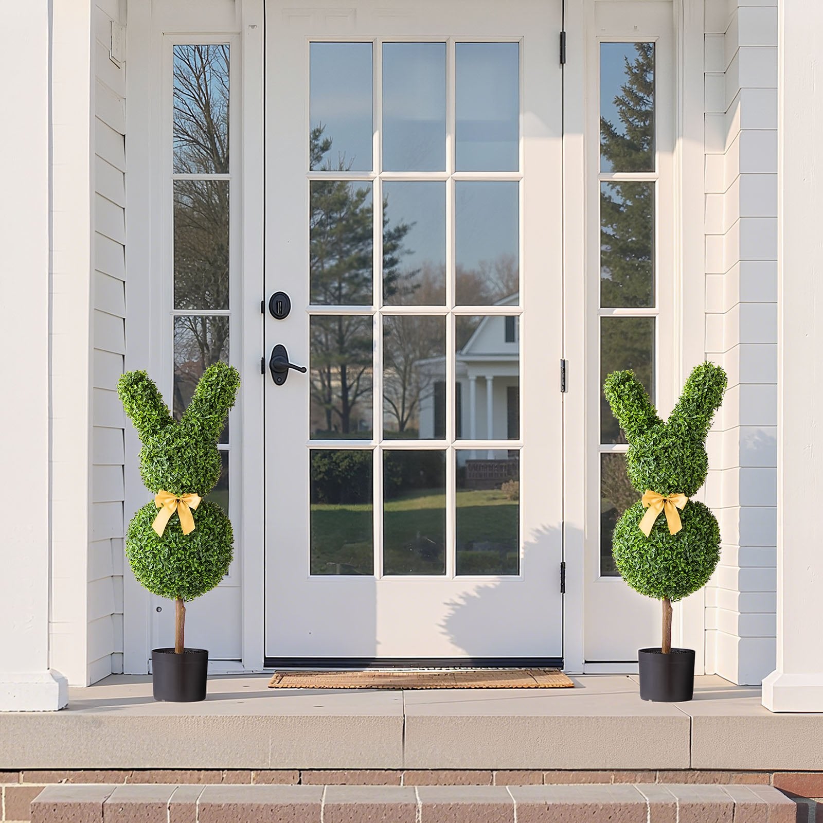 Artificial Topiary Bunny-Shaped Boxwood Ball 2-Pack 914mm Faux Plant Balls Décor