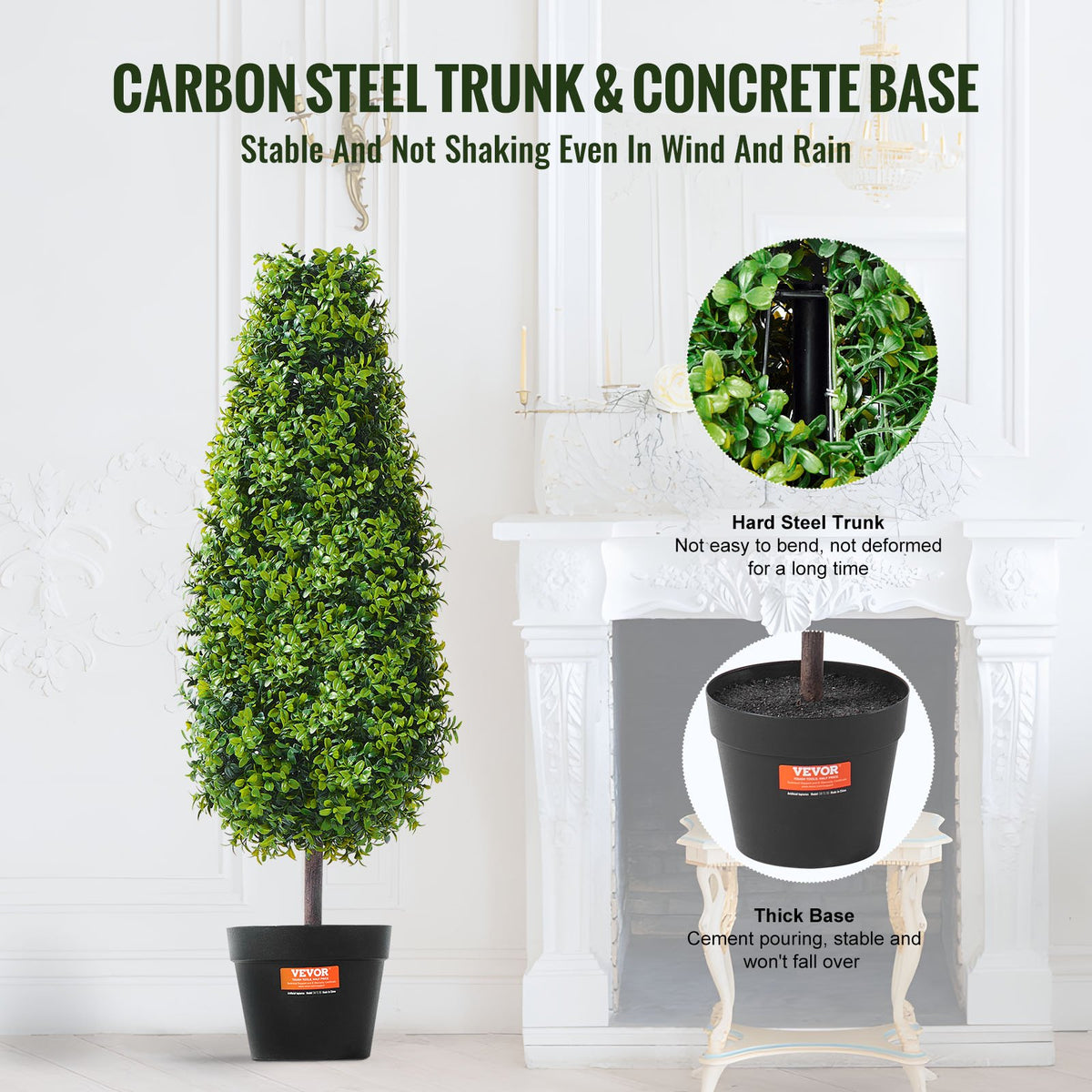 Artificial Boxwood Topiary Tree 36" Tall 2-Pack Faux Plant with Pot Decorations