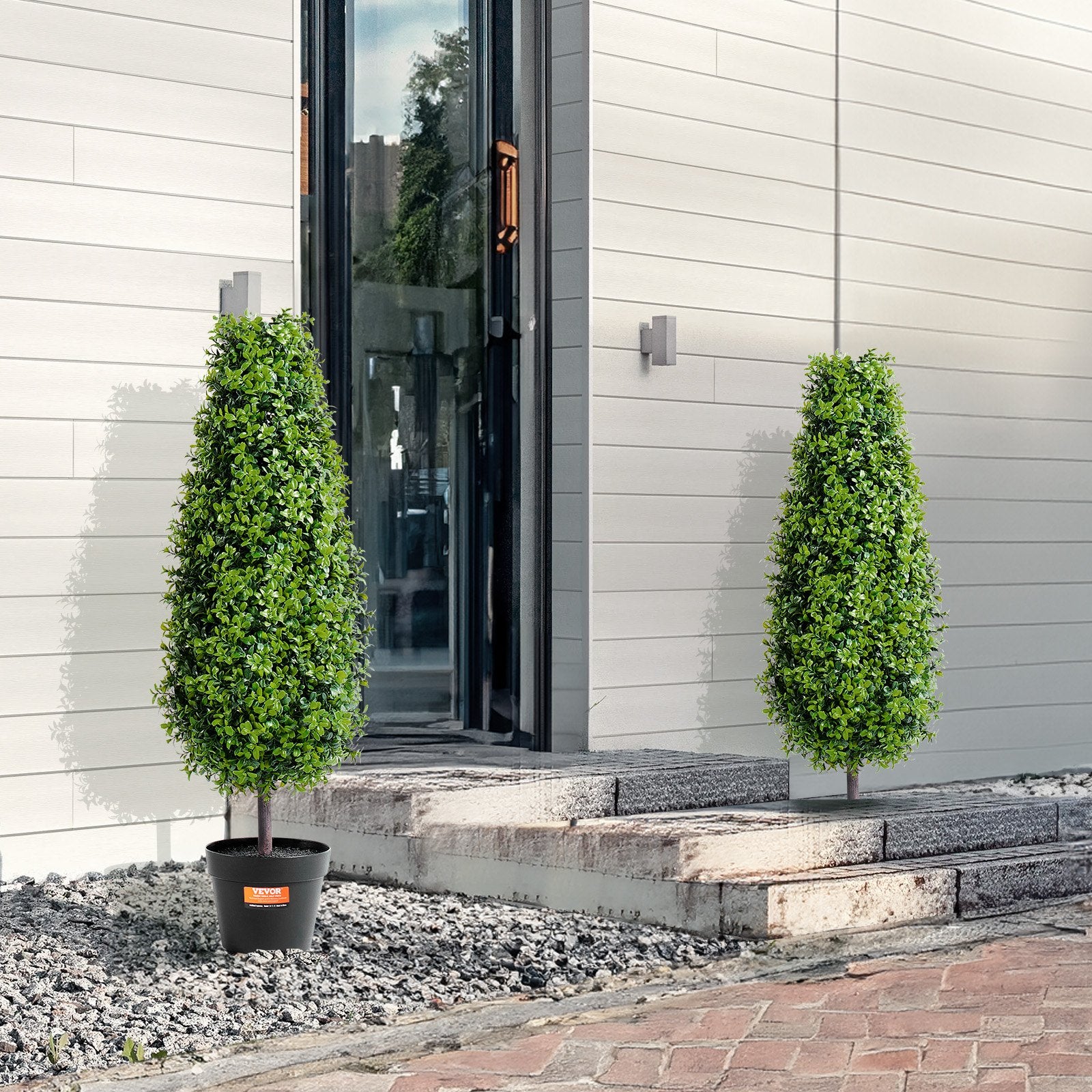 Artificial Boxwood Topiary Tree 36" Tall 2-Pack Faux Plant with Pot Decorations