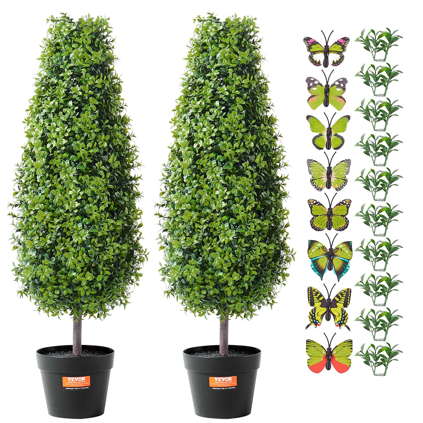 Artificial Boxwood Topiary Tree 36" Tall 2-Pack Faux Plant with Pot Decorations