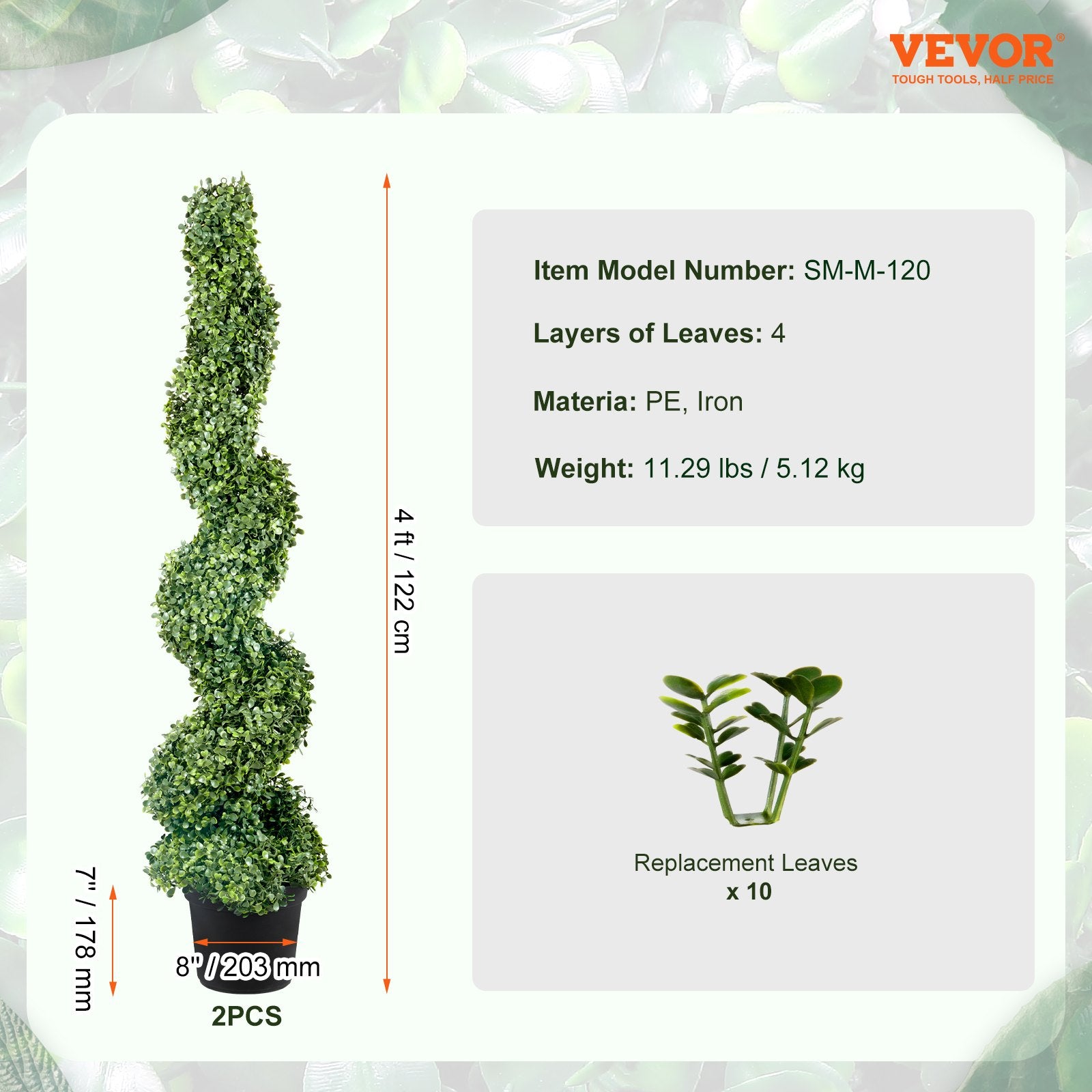 Artificial Topiaries Boxwood Trees 10cm Tall 2-Pack Faux Plant Leaves