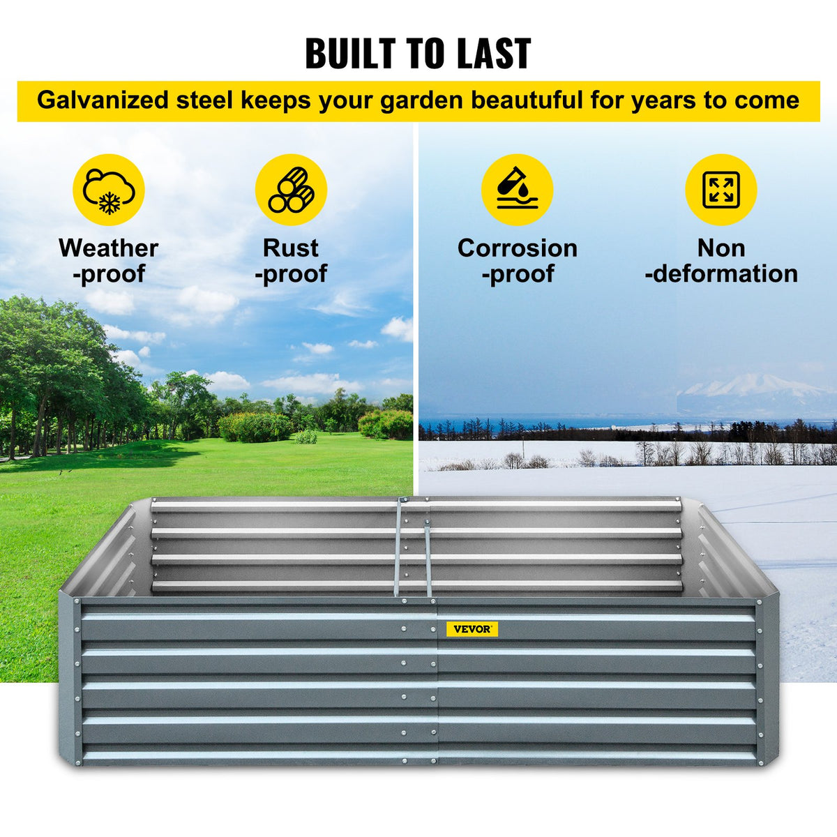 Galvanized Raised Garden Bed 203x102x48cm Metal Planter Outdoor Vegetables