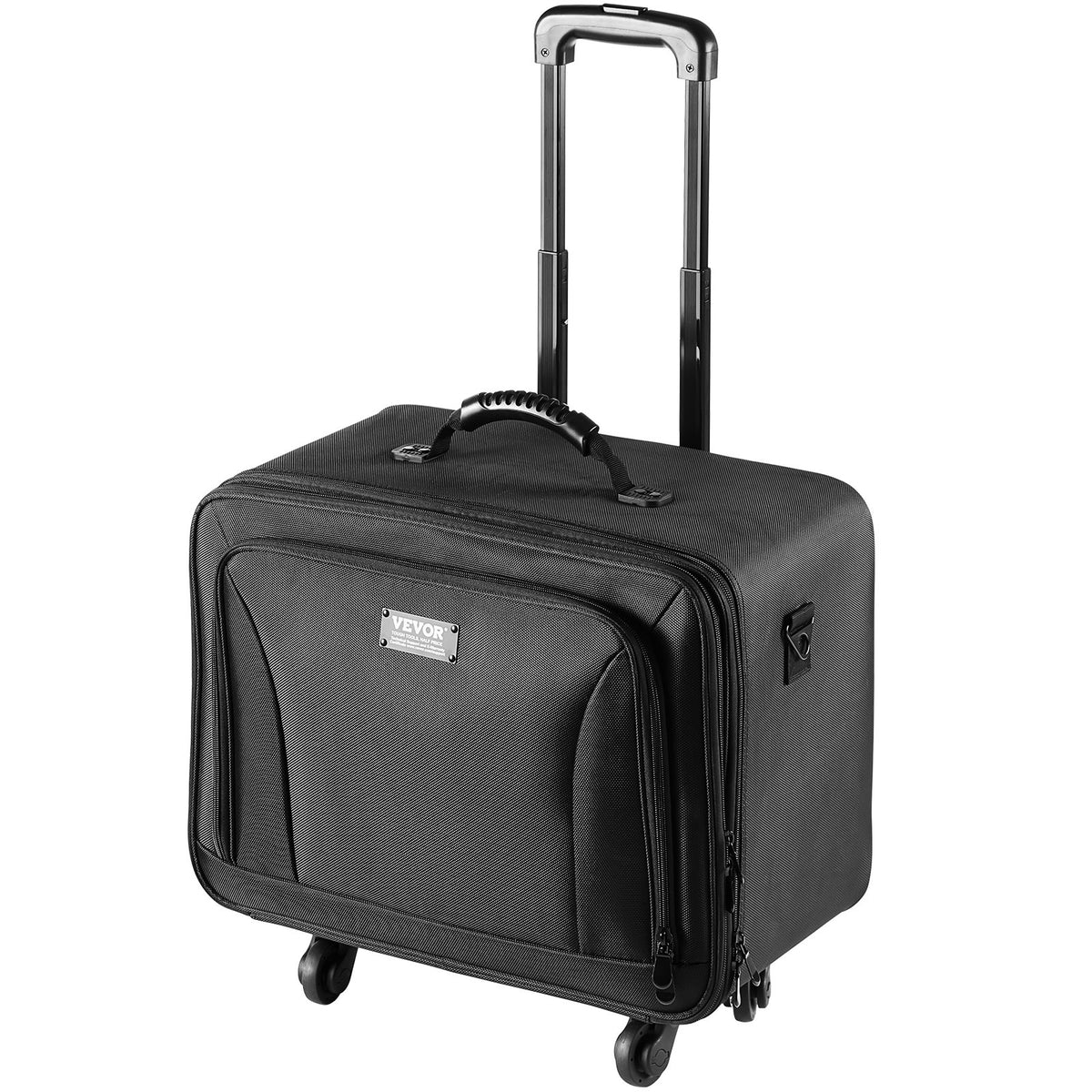 Rolling Makeup Train Case Large 3-Tier Storage with Handle Wheels Strap Black