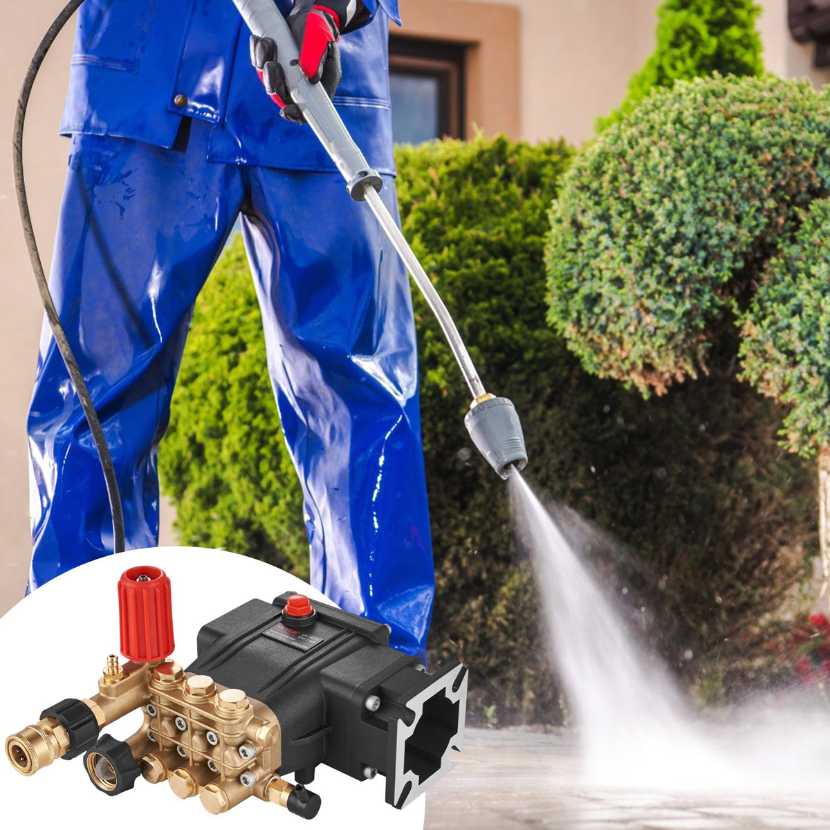 Pressure Washer Pump Horizontal Triplex Plunger 3700PSI 2.5GPM Replacement