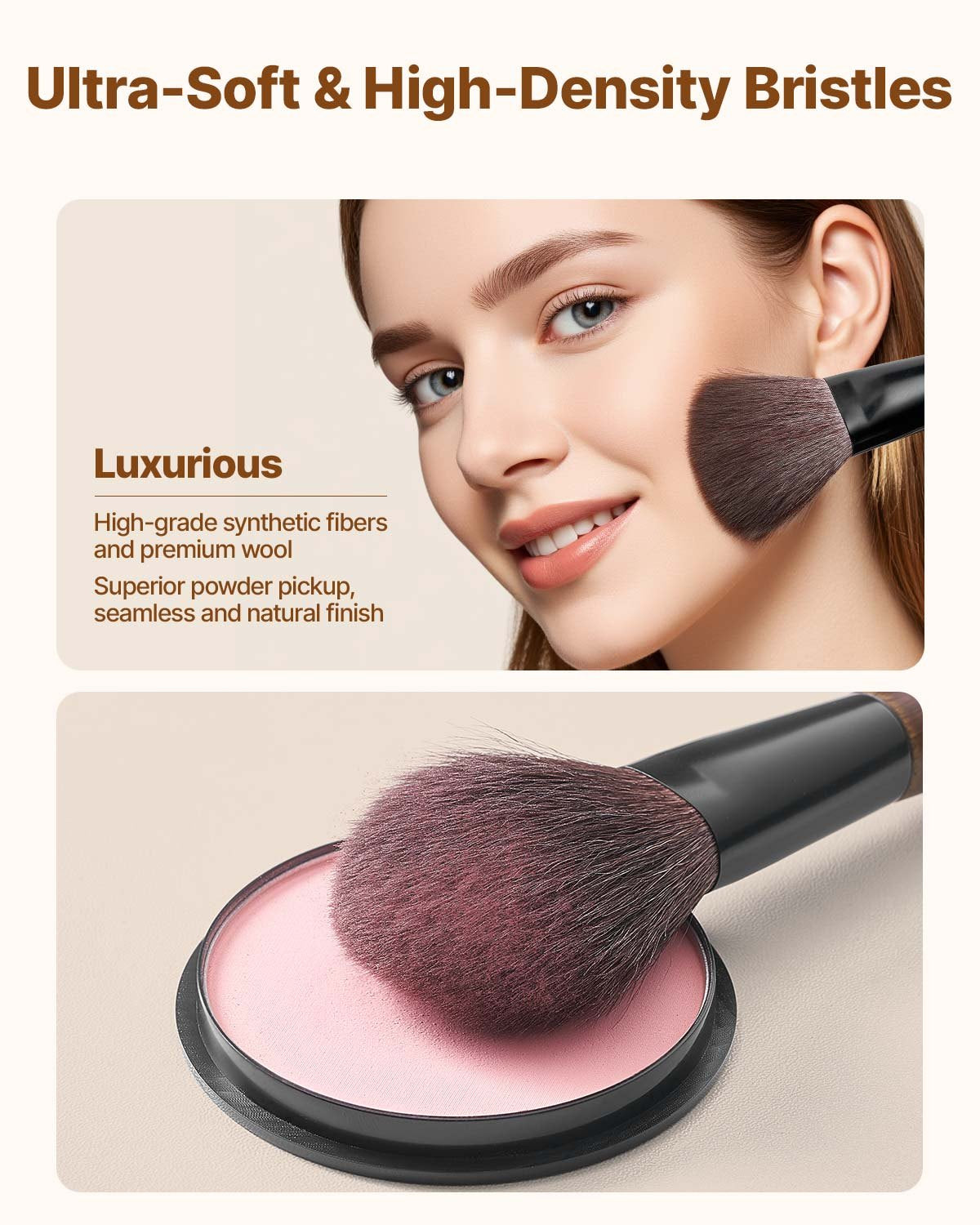 9-Piece Makeup Brush Set Foundation Eyeshadow Natural Vegan Wood Handle