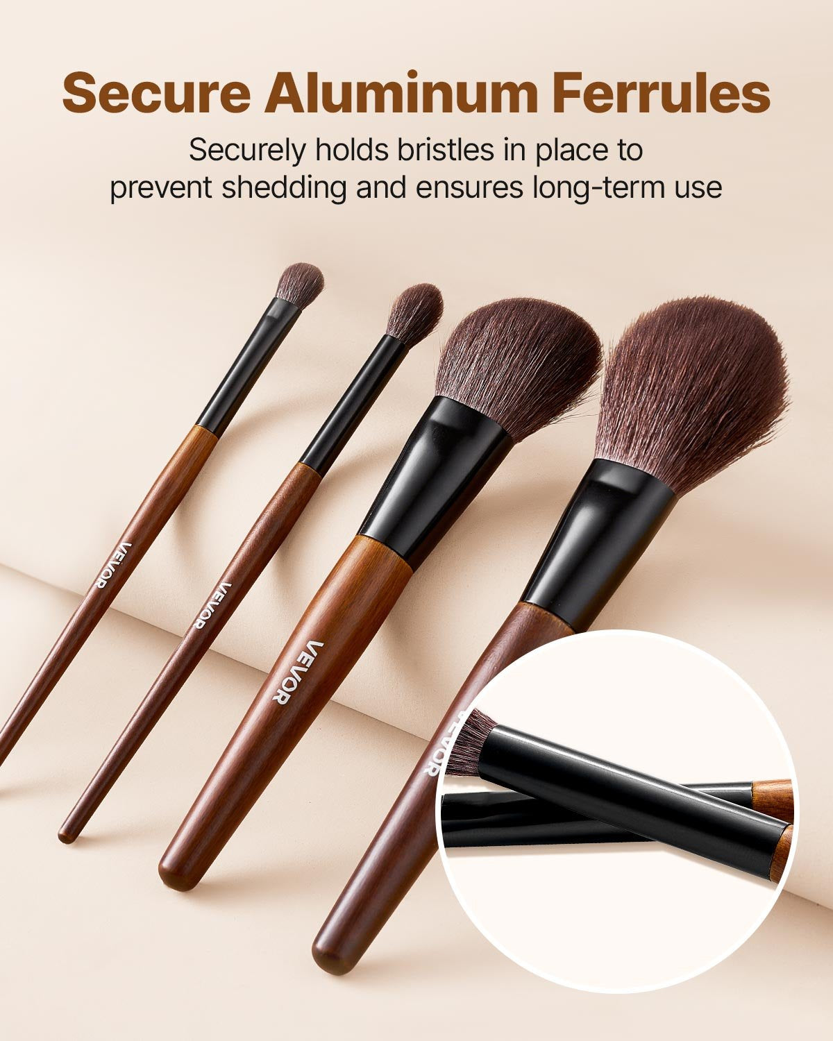 9-Piece Makeup Brush Set Foundation Eyeshadow Natural Vegan Wood Handle