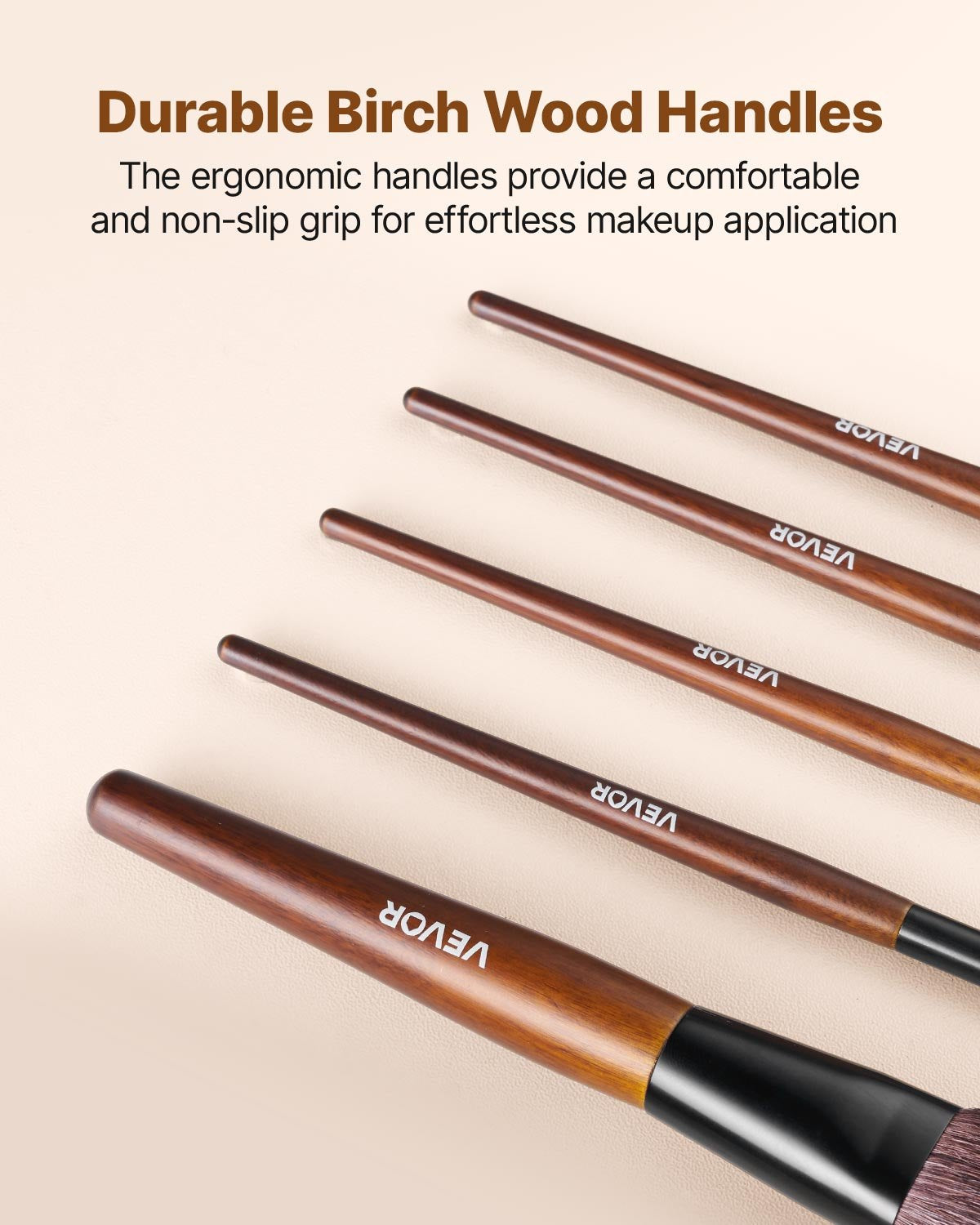 9-Piece Makeup Brush Set Foundation Eyeshadow Natural Vegan Wood Handle