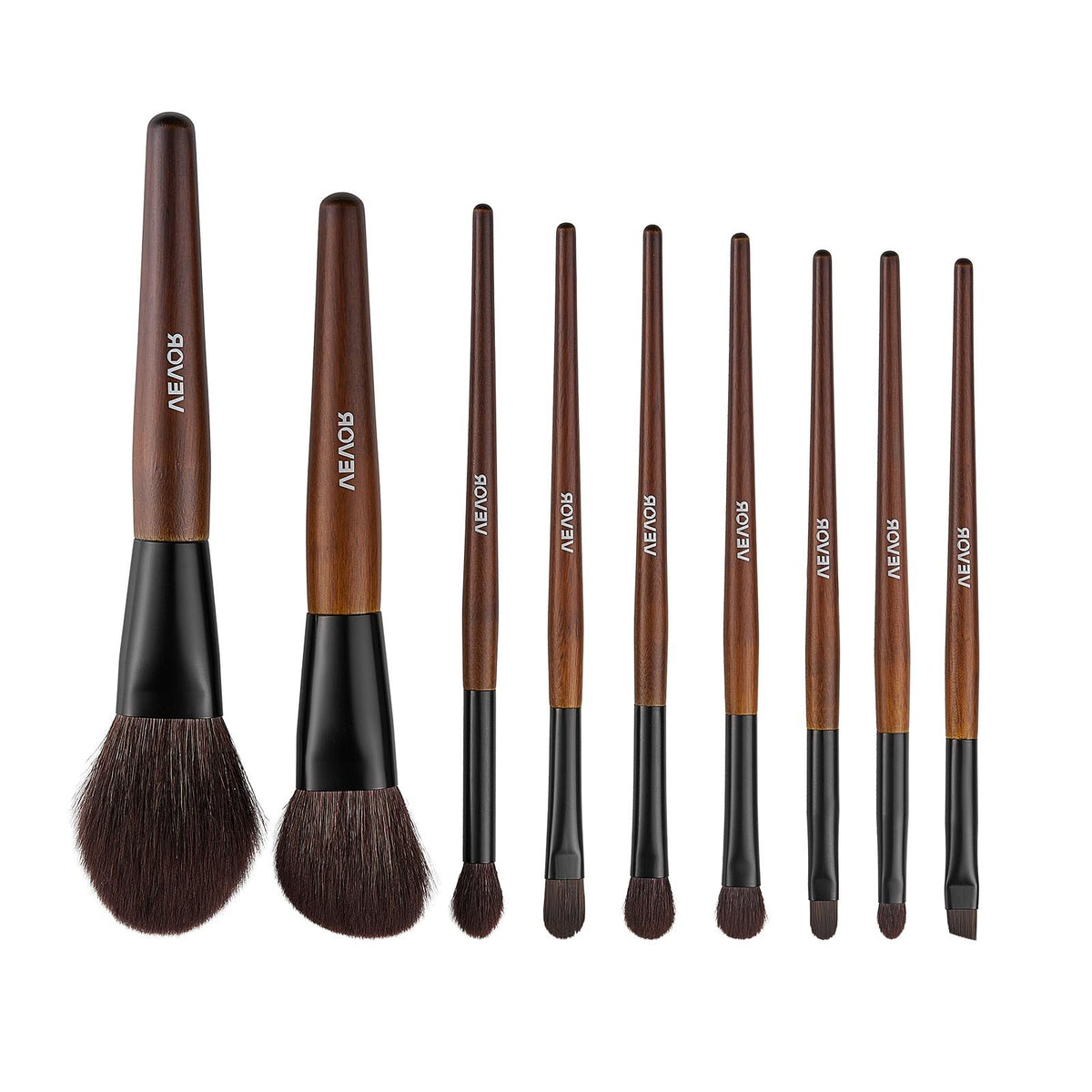 9-Piece Makeup Brush Set Foundation Eyeshadow Natural Vegan Wood Handle
