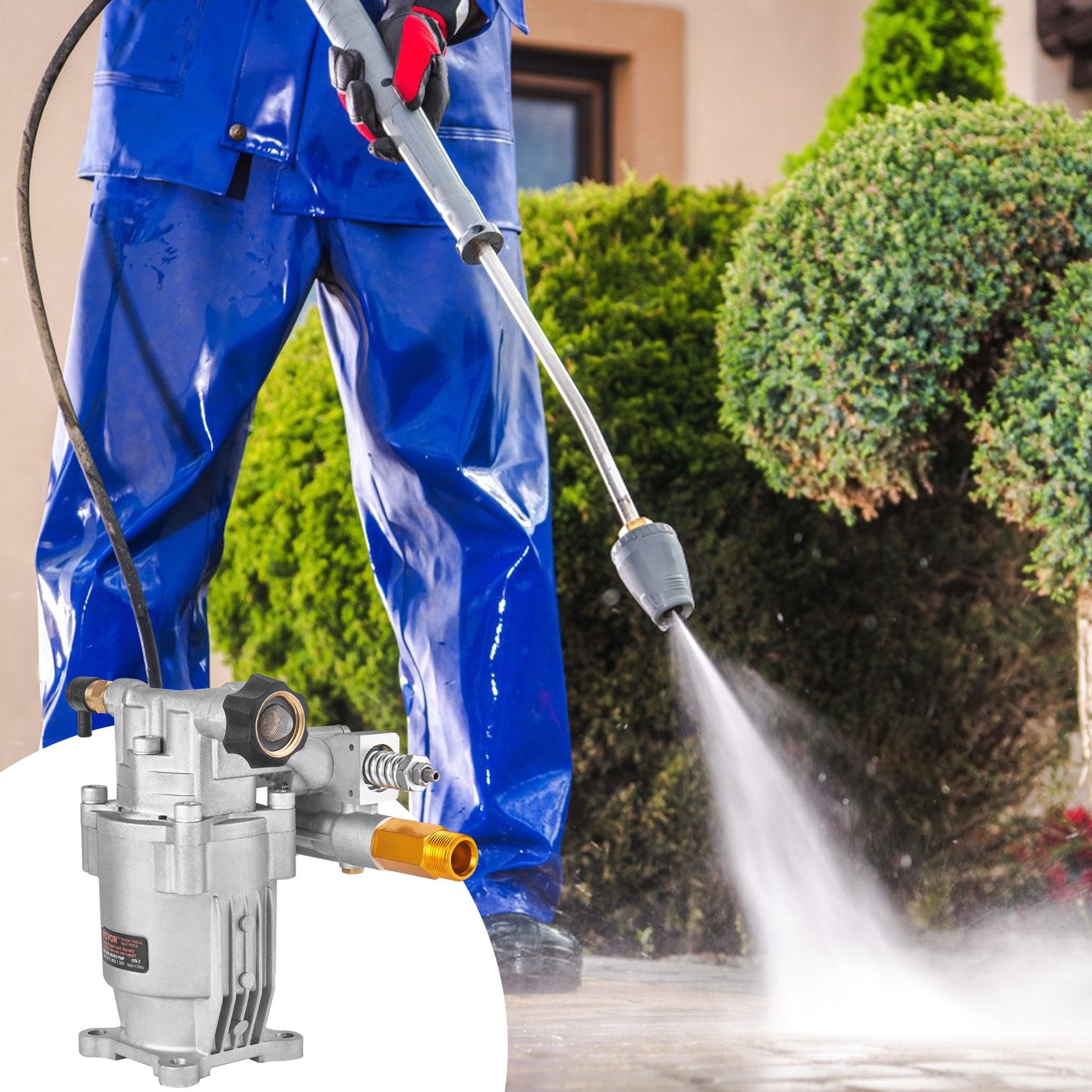 Horizontal Pressure Washer Pump 19mm Shaft, 3400 PSI 2.5GPM, Replacement Kit