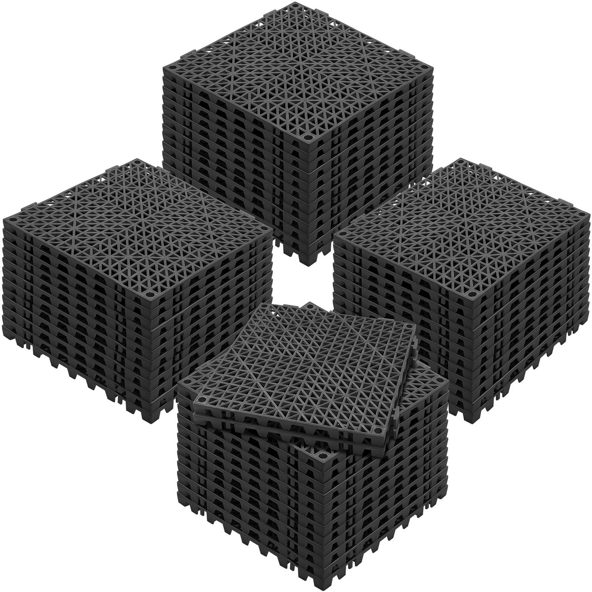 Modular Interlocking Cushion 50 Pack 30x30cm PVC Drainage Floor Tiles Black