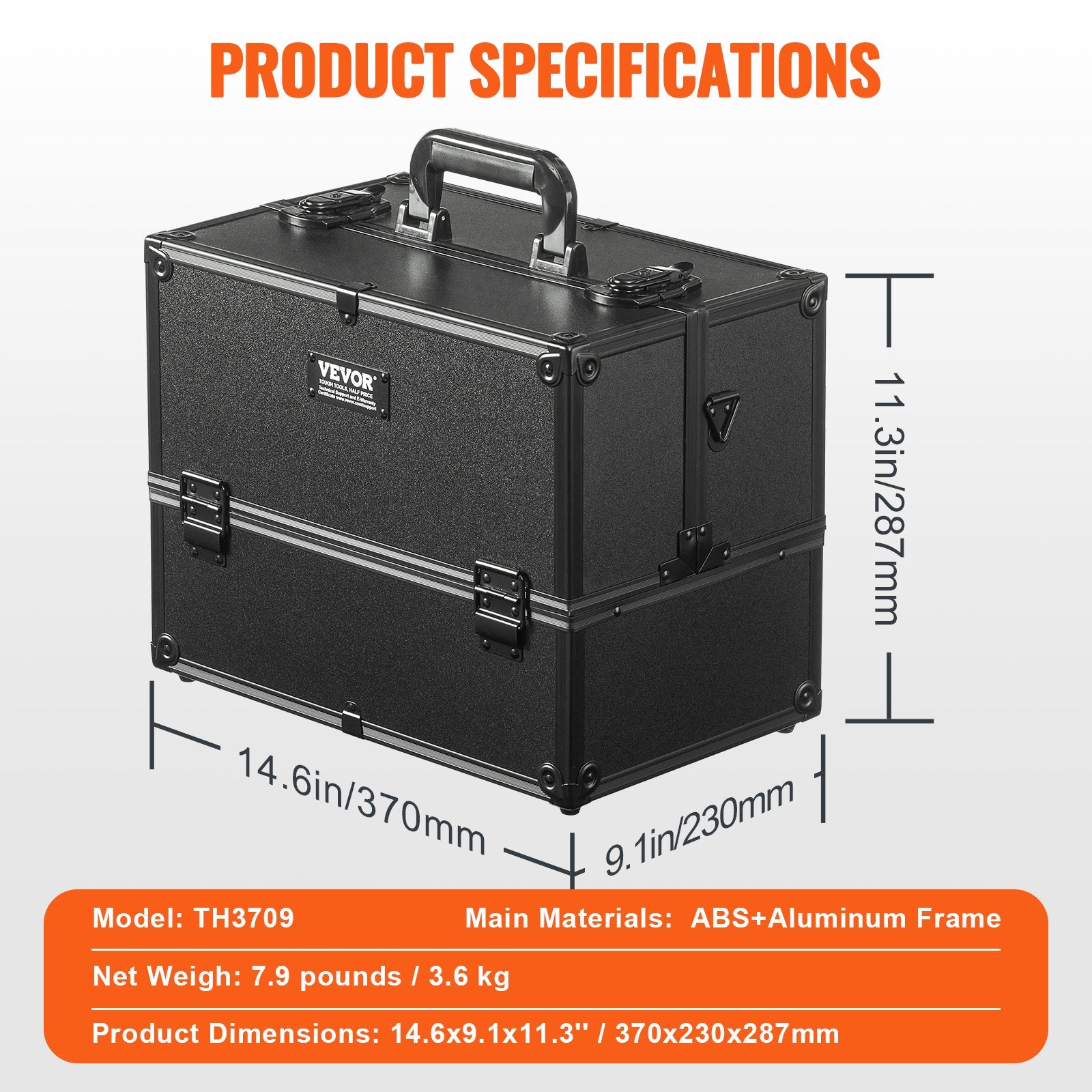 Portable Makeup Train Case 6 Tier Trays Cosmetic Organizer with Strap