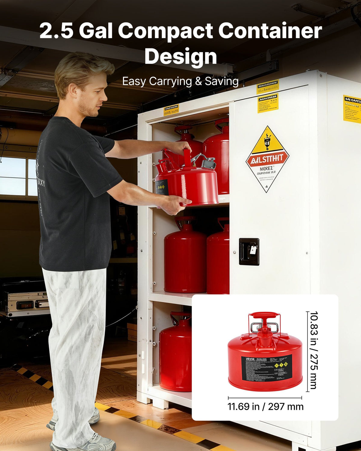 Safety Gas Can 9.5L Red Type II Flame Arrester Self-Closing Lid Metal Spout
