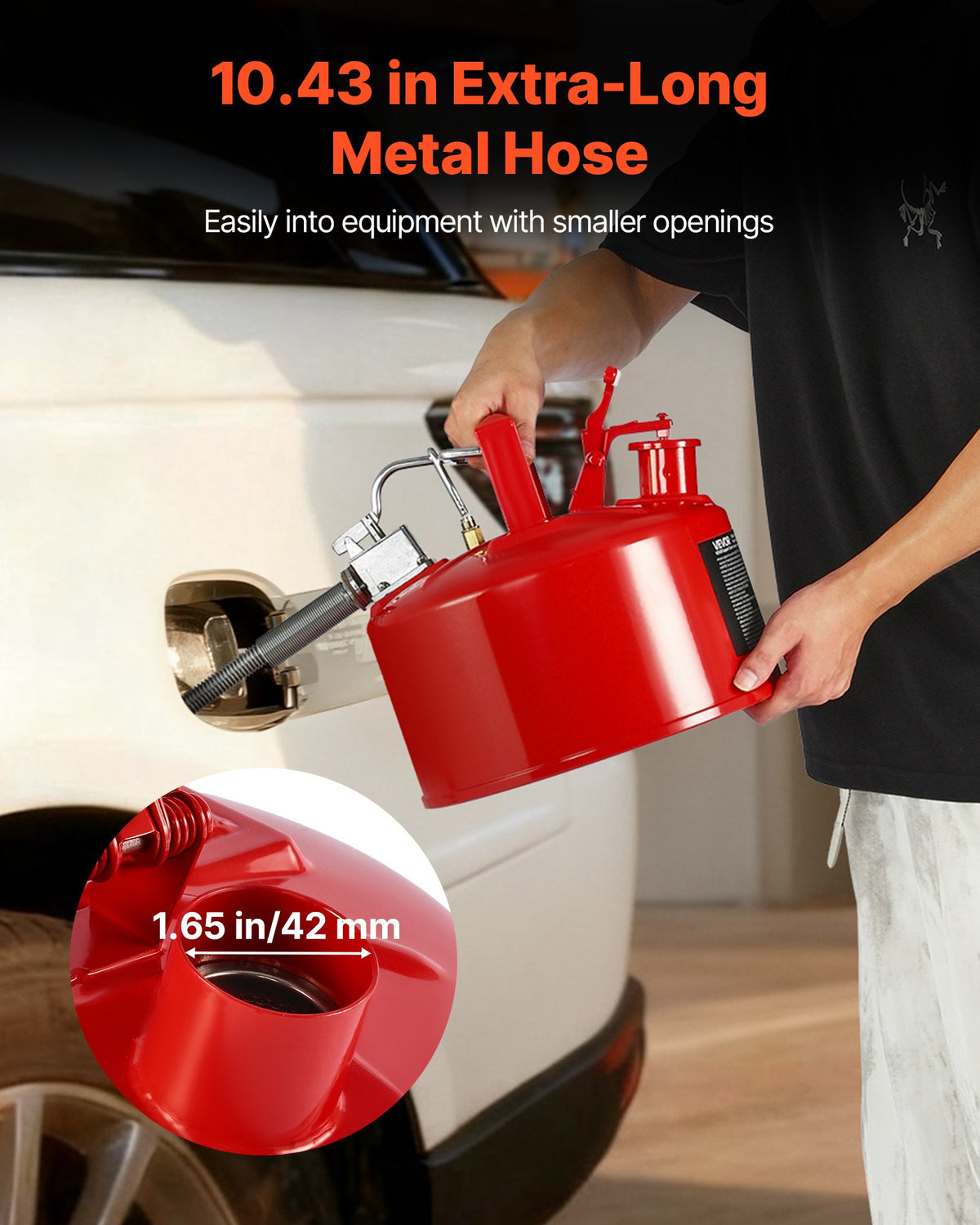 Safety Gas Can 9.5L Red Type II Flame Arrester Self-Closing Lid Metal Spout