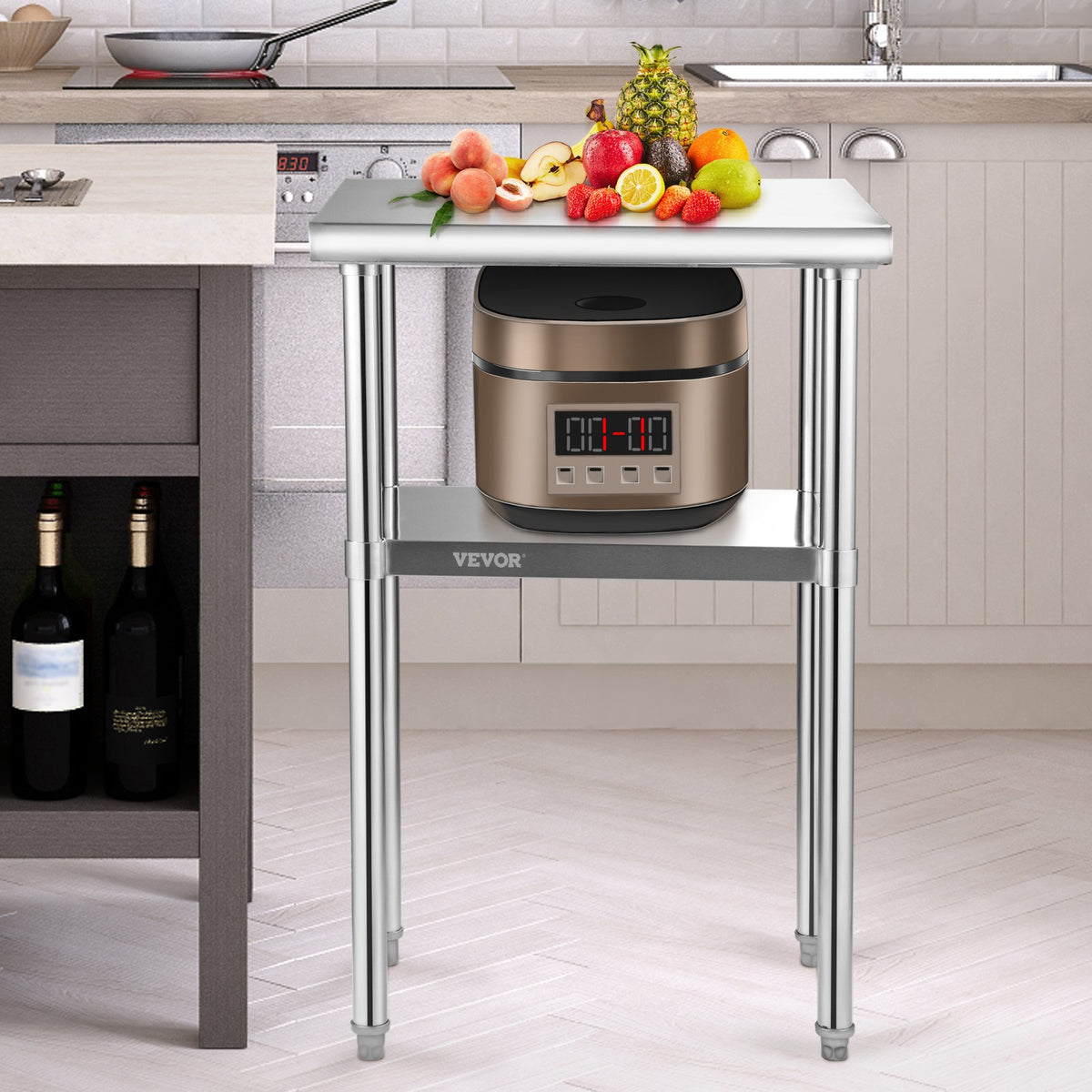Stainless Steel Prep Table 61x45.7x91.4cm Heavy Duty Worktable 272kg Load