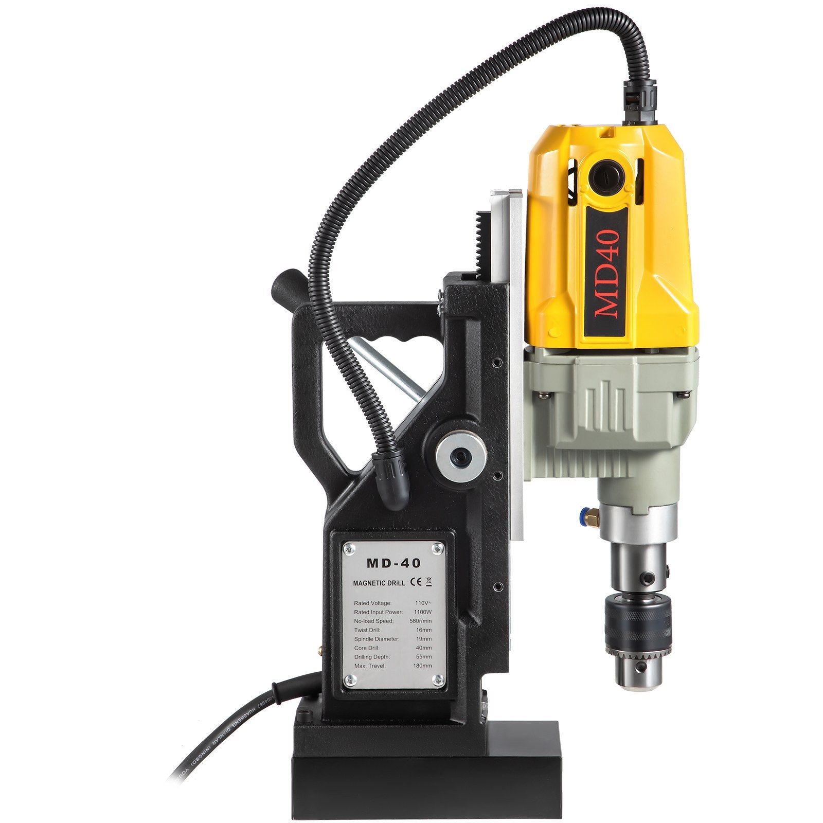 Magnetic Drill 1100W 1.57" Boring, 580RPM Portable Electric Mag Drill with 7 Bits