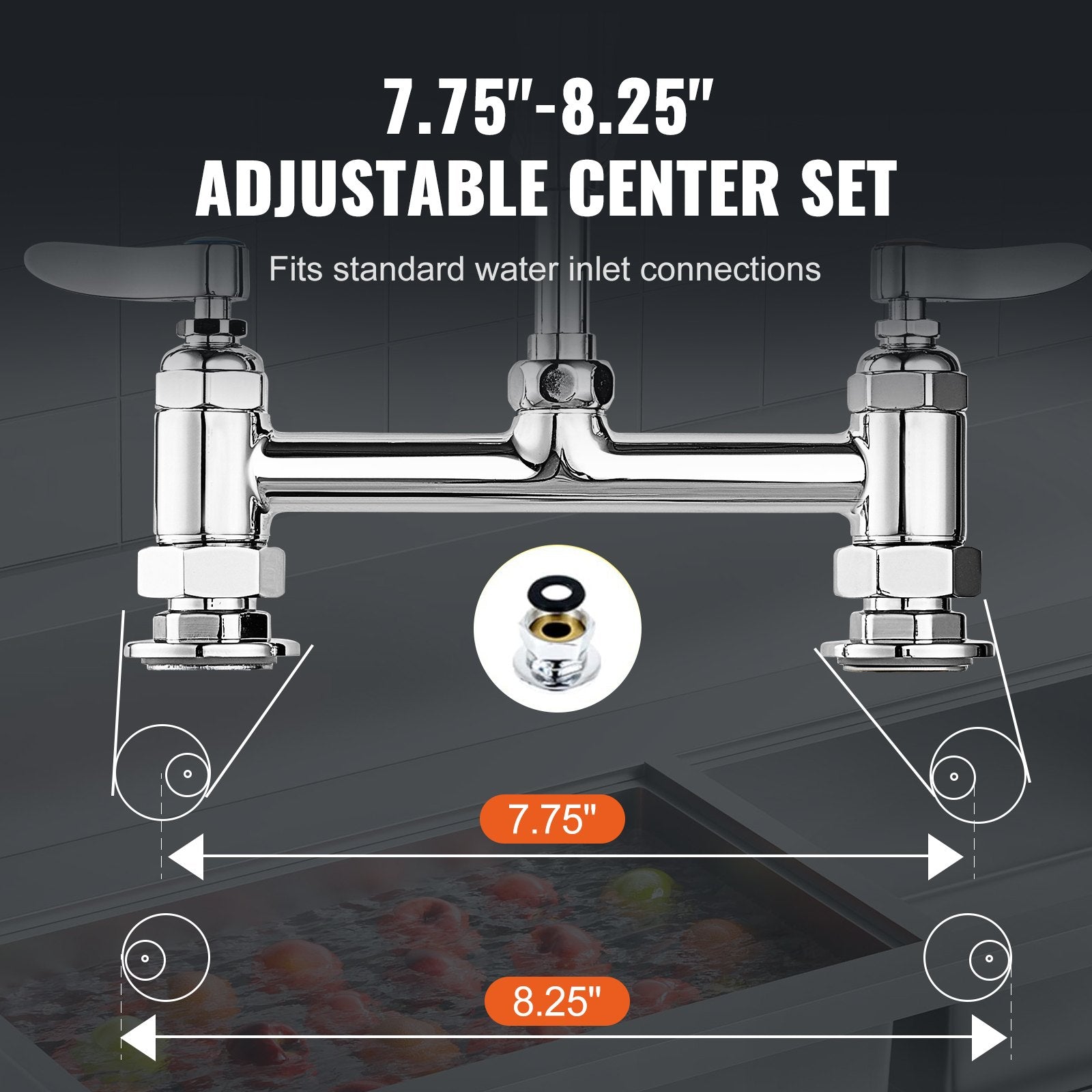 44" Commercial Pre-Rinse Kitchen Faucet Deck Mount with 12" Swing Spout
