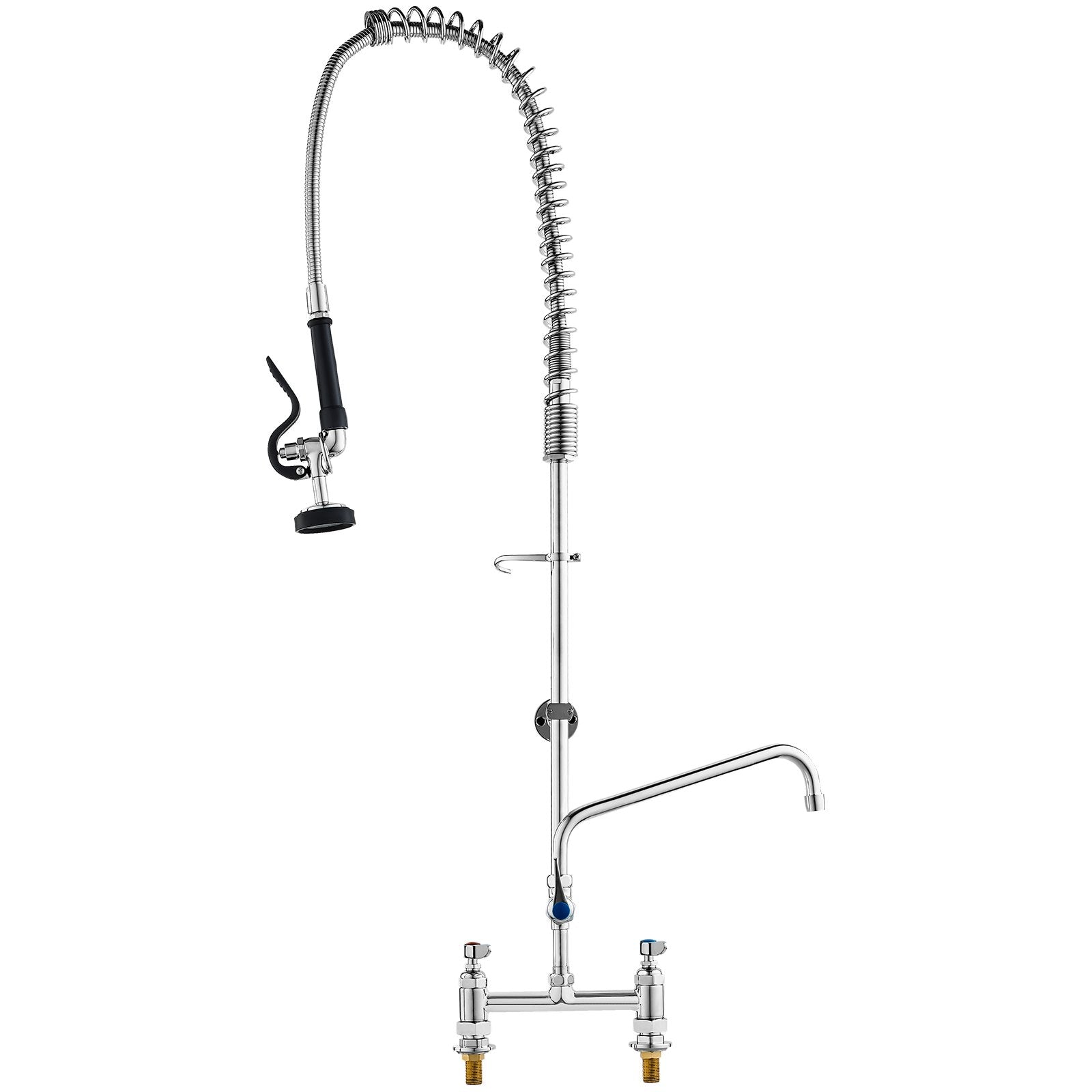 44" Commercial Pre-Rinse Kitchen Faucet Deck Mount with 12" Swing Spout