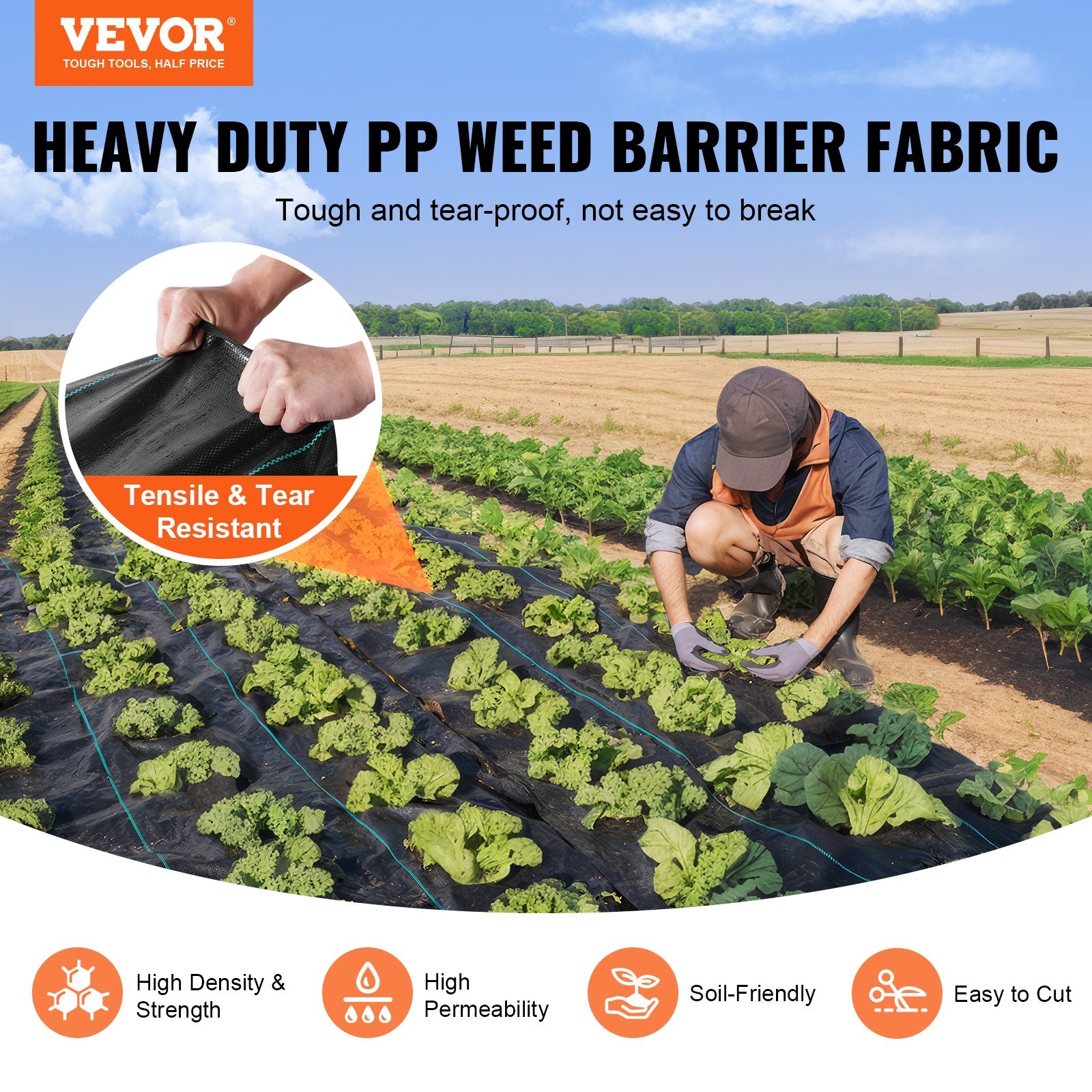 Weed Barrier Landscape Fabric 3x100FT Heavy Duty Woven PP Garden Ground Cover