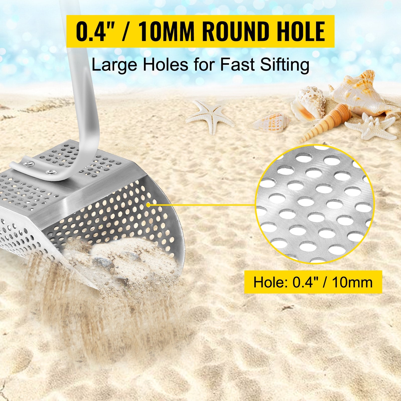 Metal Detector S& Scoop Stainless Steel 10mm Hole w/H&le for Treasure Hunting