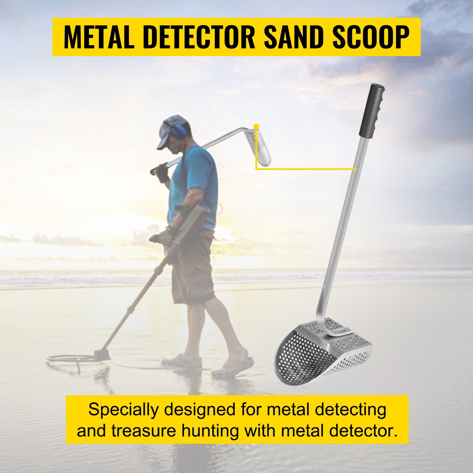 Metal Detector S& Scoop Stainless Steel 10mm Hole w/H&le for Treasure Hunting