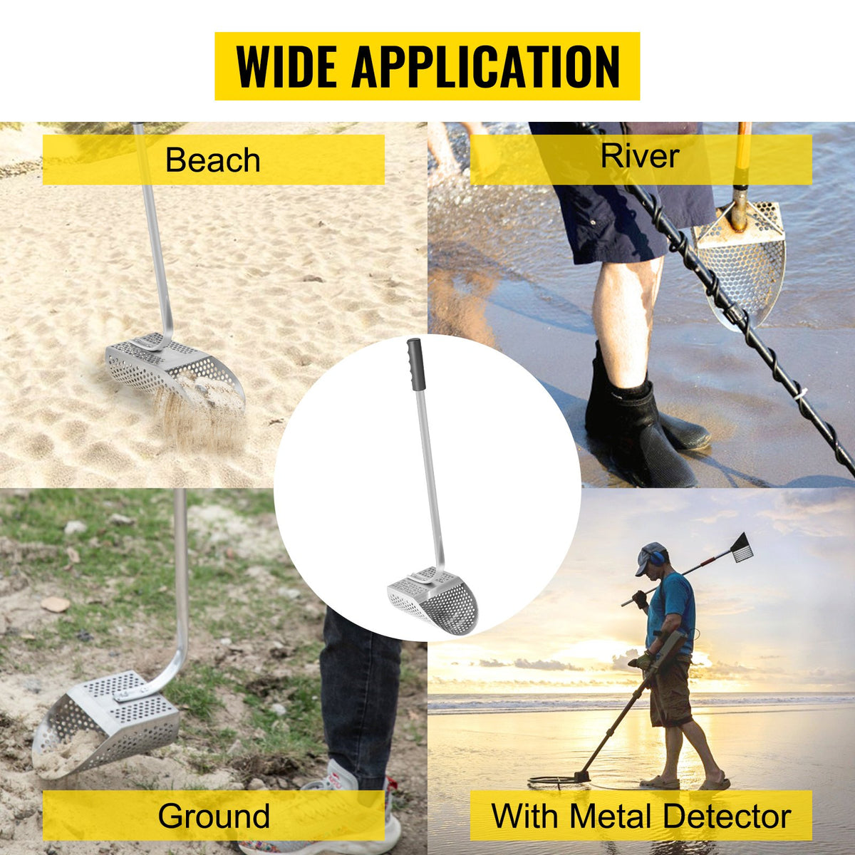 Metal Detector S& Scoop Stainless Steel 10mm Hole w/H&le for Treasure Hunting