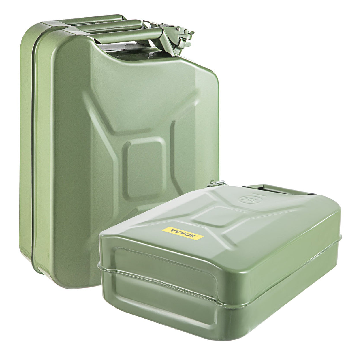 Jerry Fuel Can 20L Portable Rustproof Steel Gas Can Flexible Spout 2PCS Green