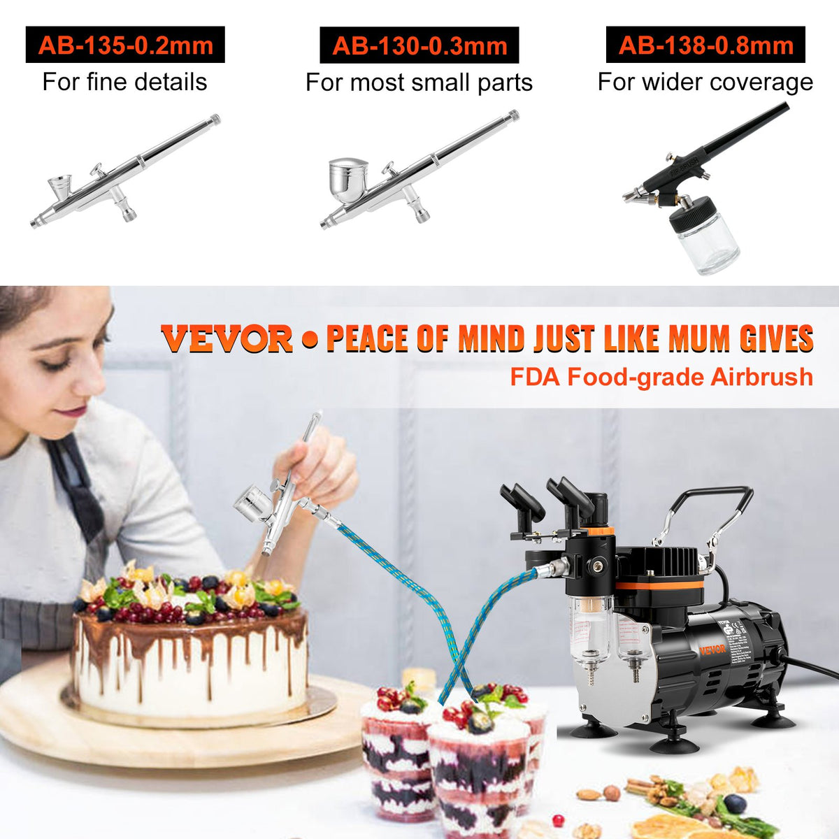 Professional Airbrush Kit with Compressor, Dual-Action Gravity Feed Airbrush Set
