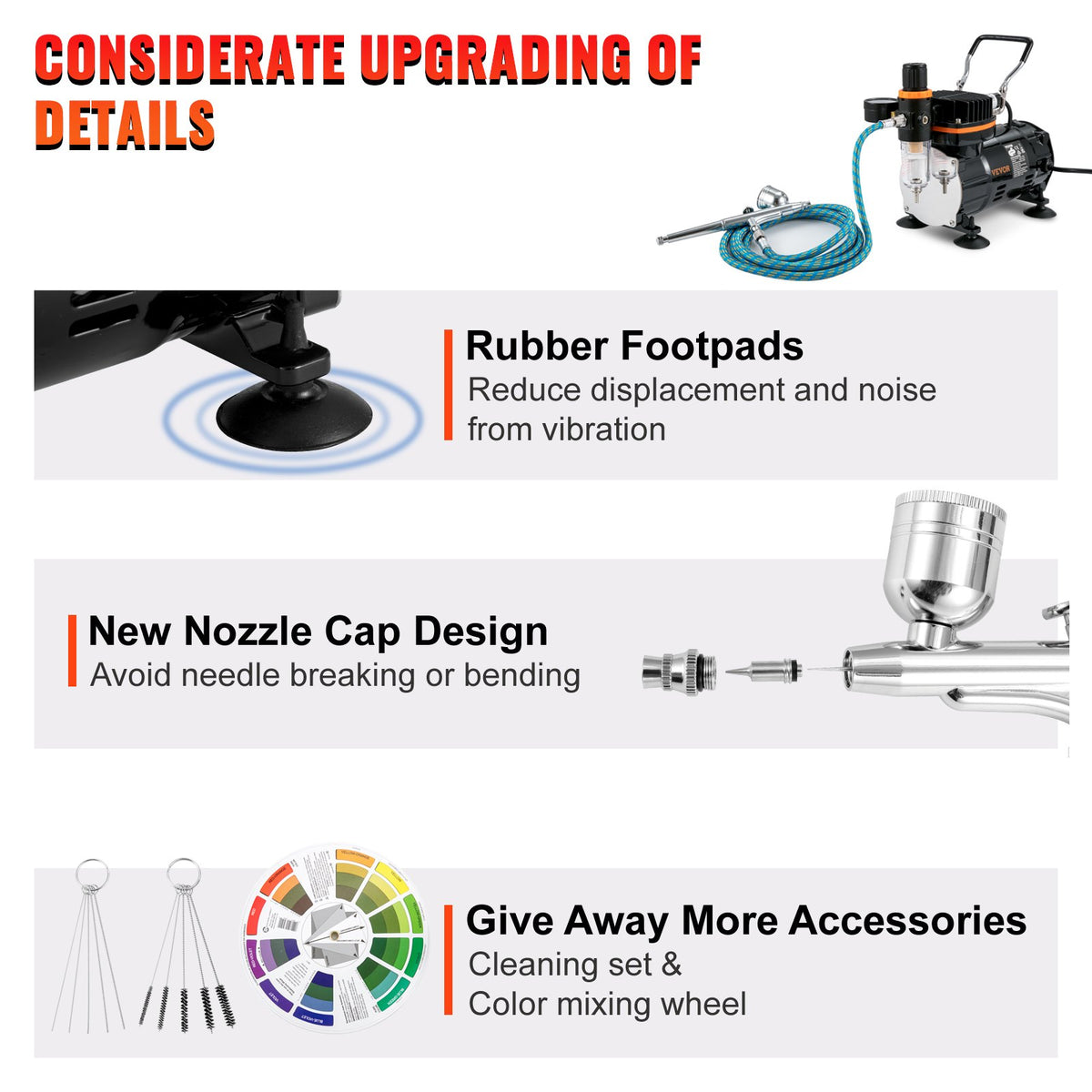 Professional Airbrush Kit with Compressor, Dual-Action Gravity Feed Airbrush Set